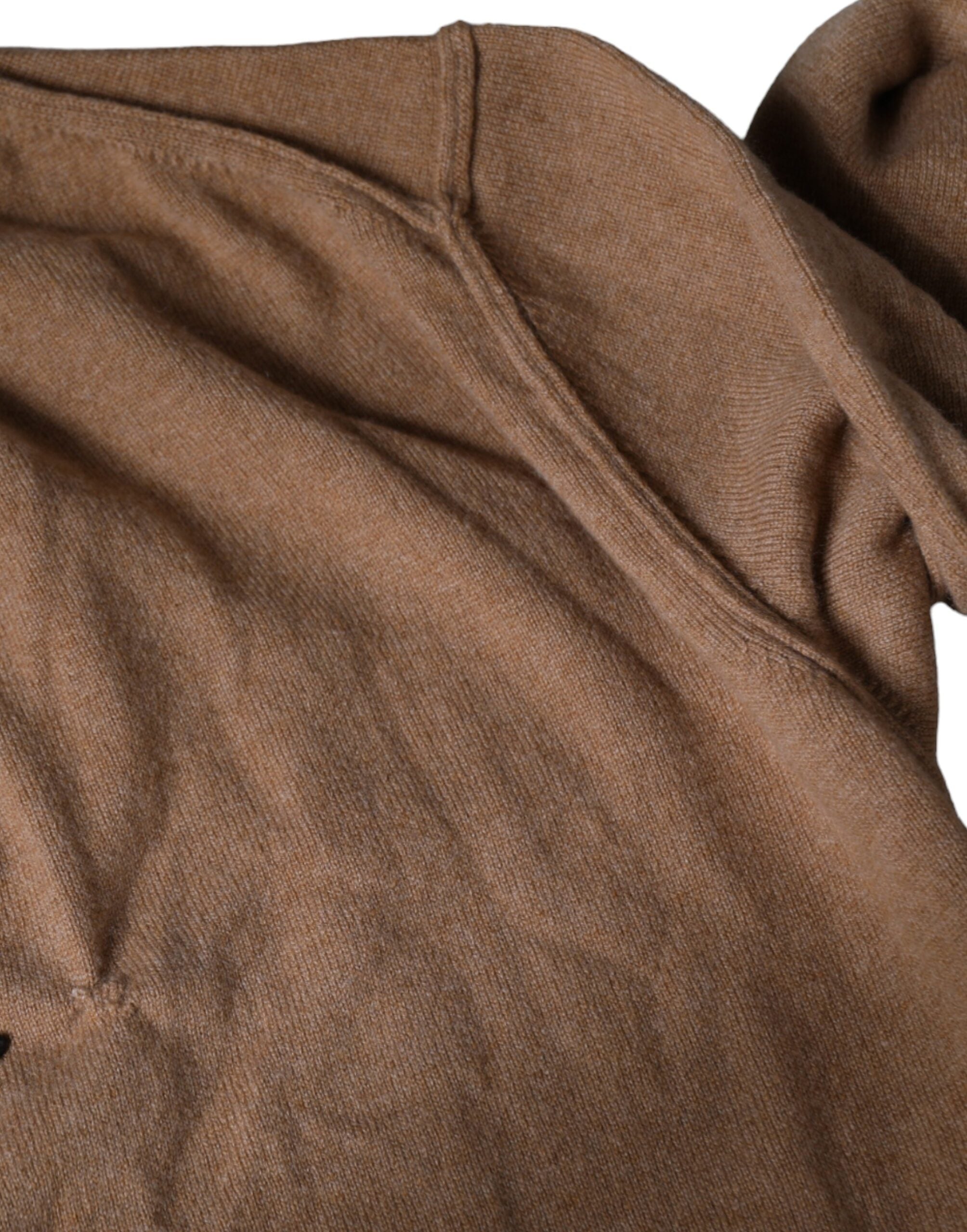 Dolce & Gabbana Brown Cashmere Knit V-neck Pullover Men's Sweater (Pre-Owned)