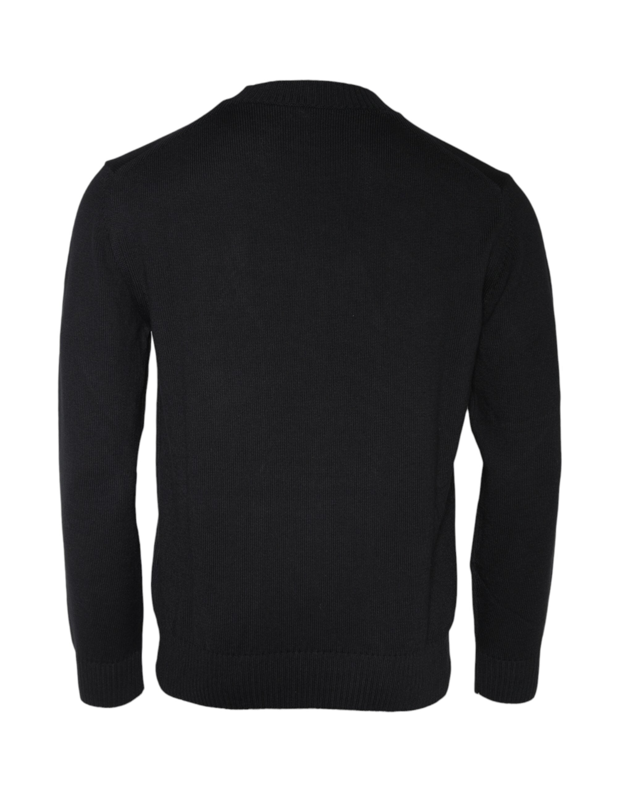 Versace Black Medusa Embroidery Crew Neck Pullover Men's Sweater