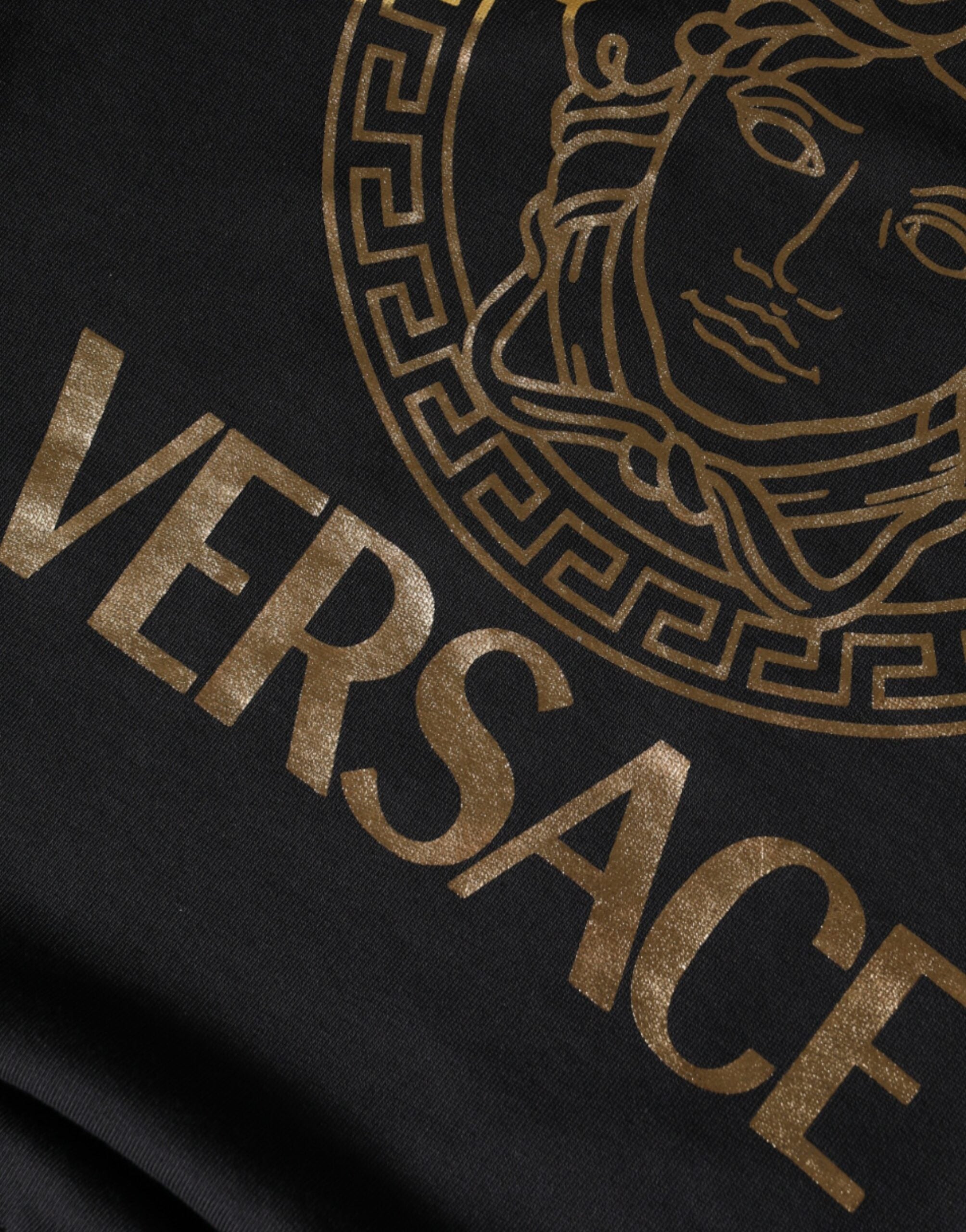 Versace Black Medusa Fleece Cotton Crew Neck Sweatshirt Men's Sweater
