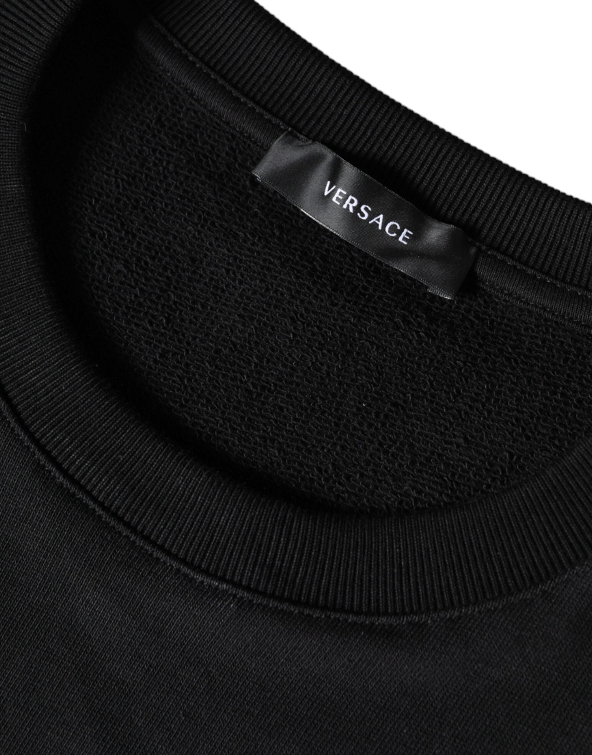 Versace Black Medusa Fleece Cotton Crew Neck Sweatshirt Men's Sweater