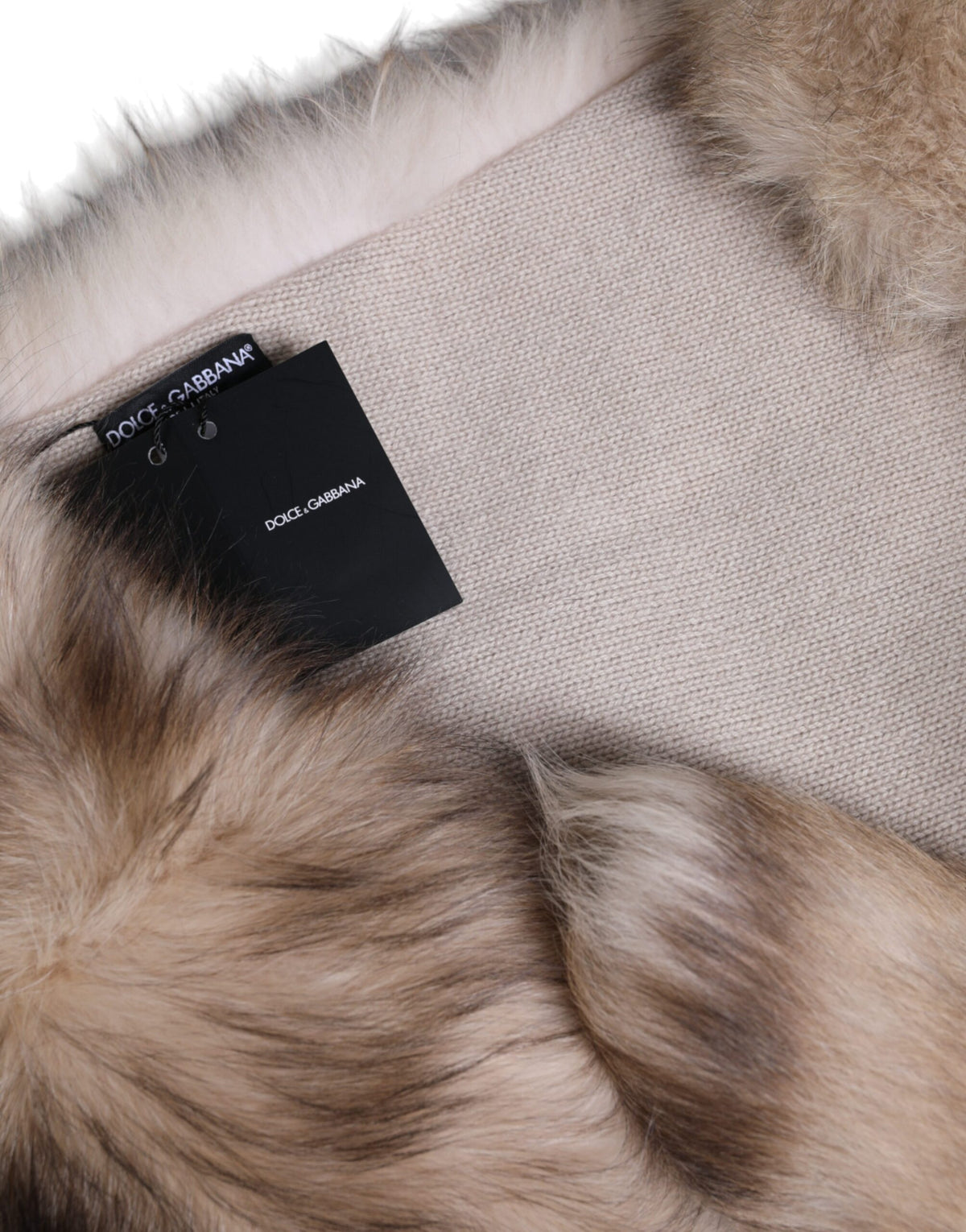 Dolce & Gabbana Brown Frost Fox Fur Neck Warmer Winter Women's Scarf