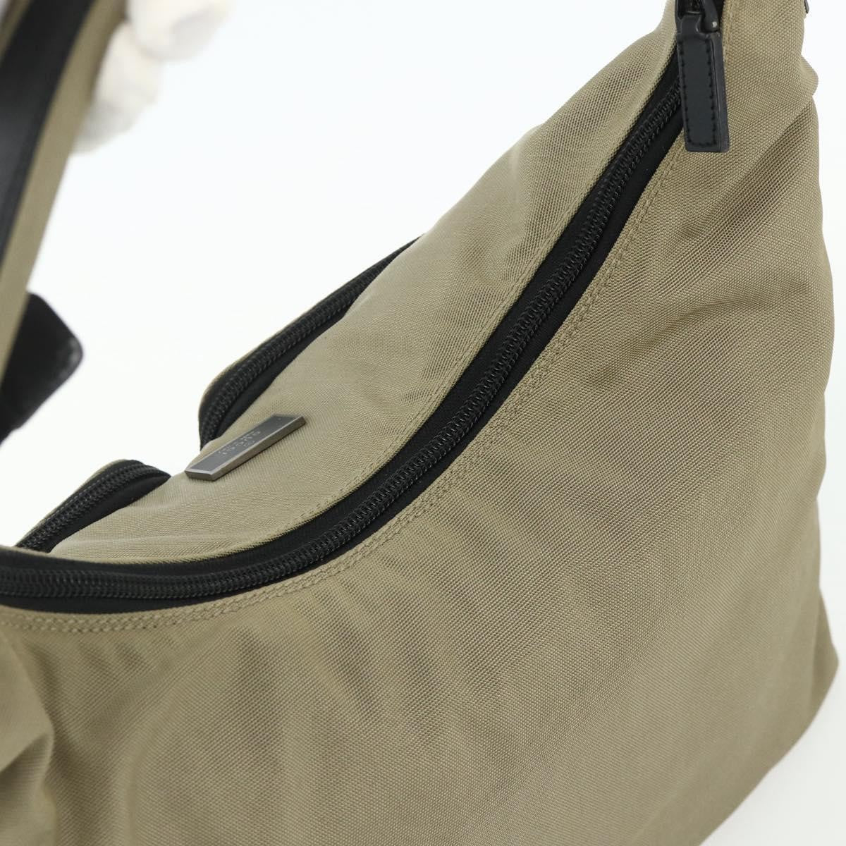 Gucci Double Pocket Hobo Nylon Beige Nylon Shoulder Bag Bag (Pre-Owned)