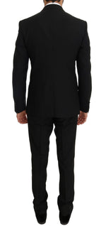Dolce & Gabbana Elegant Black Three-Piece Suit with Saxophone Men's Embroidery