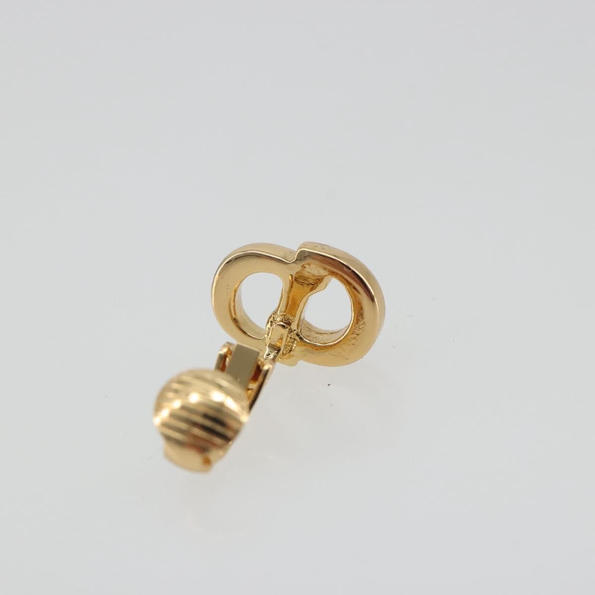 Christian Dior Vintage Cd Logo Grooved Earrings Metal Gold Metal Earrings Jewelry (Pre-Owned)