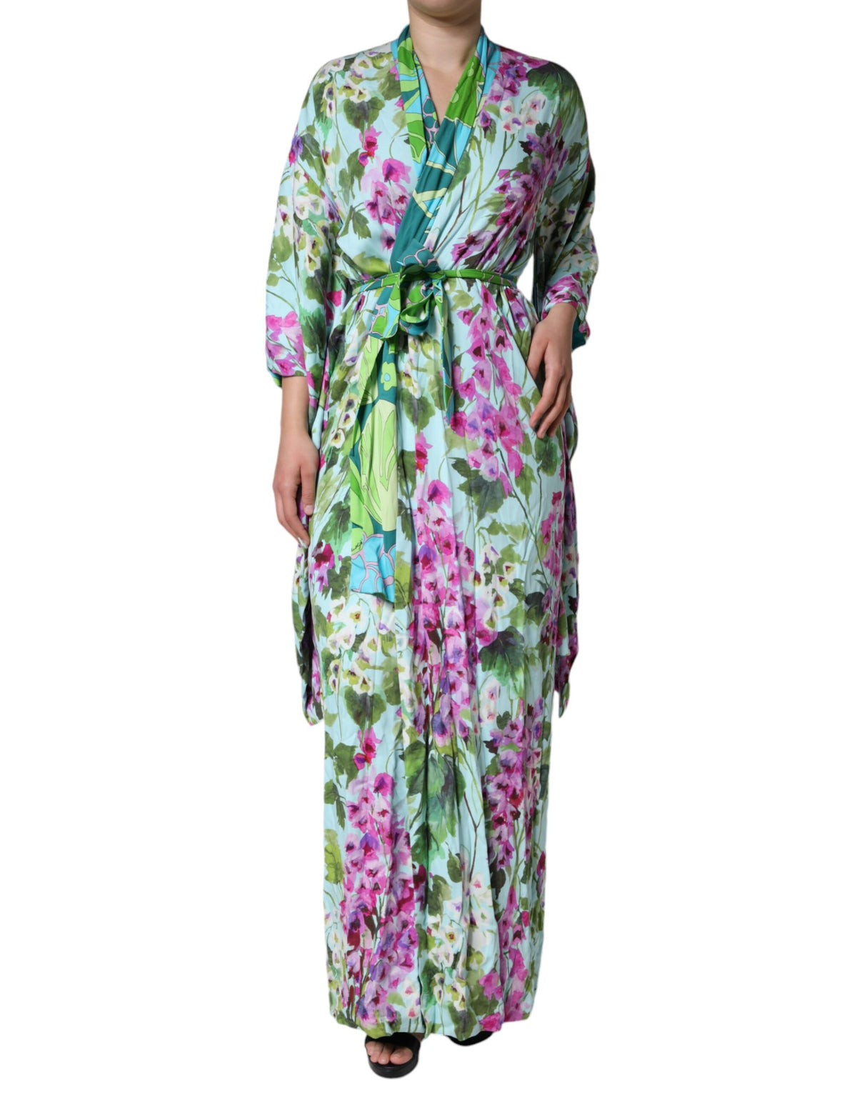Dolce & Gabbana Multicolor Floral Silk Stretch Wrap Women's Dress