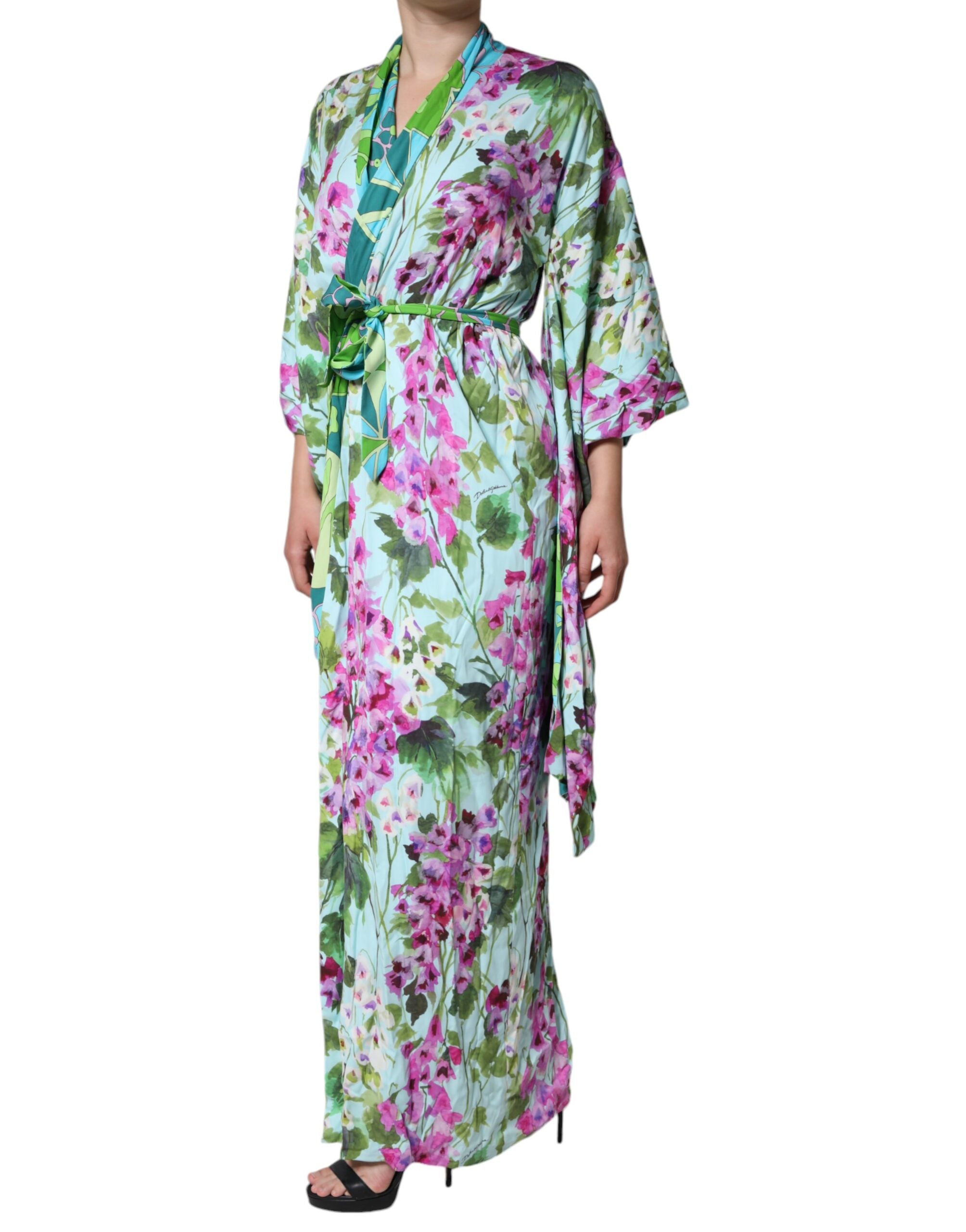 Dolce & Gabbana Multicolor Floral Silk Stretch Wrap Women's Dress