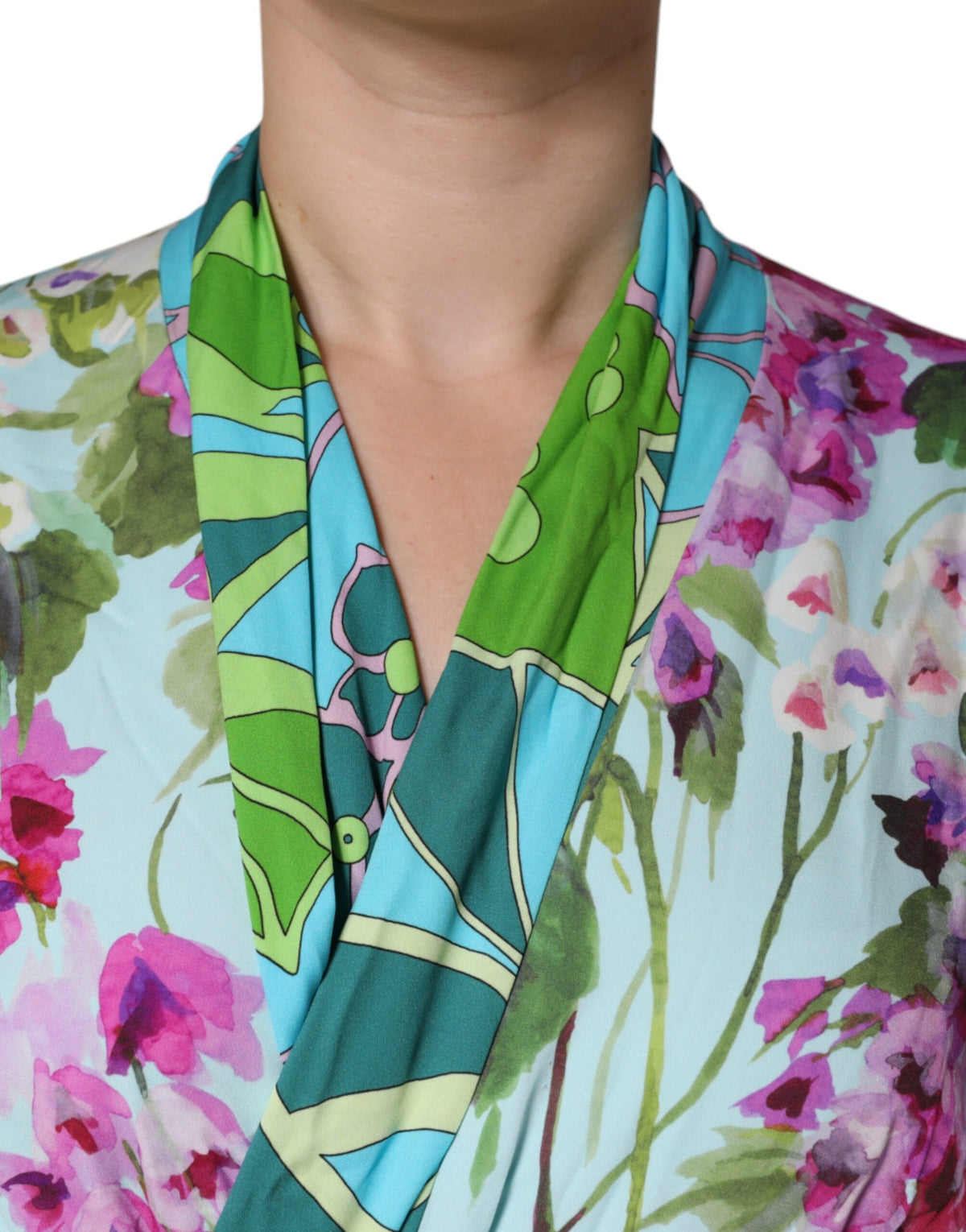 Dolce & Gabbana Multicolor Floral Silk Stretch Wrap Women's Dress
