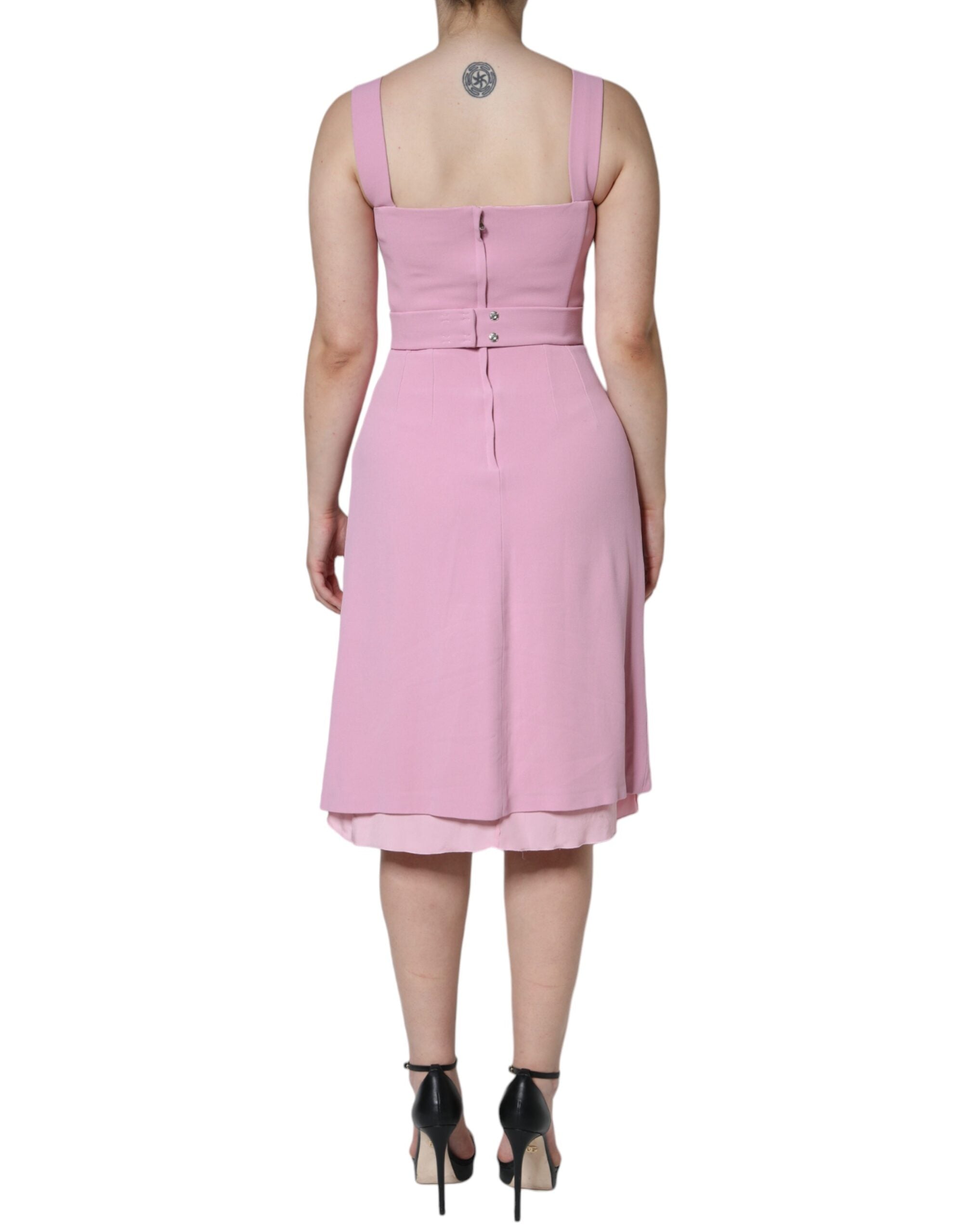 Dolce & Gabbana Pink A-line Flare Viscose Sleeveless Women's Dress (Pre-Owned)