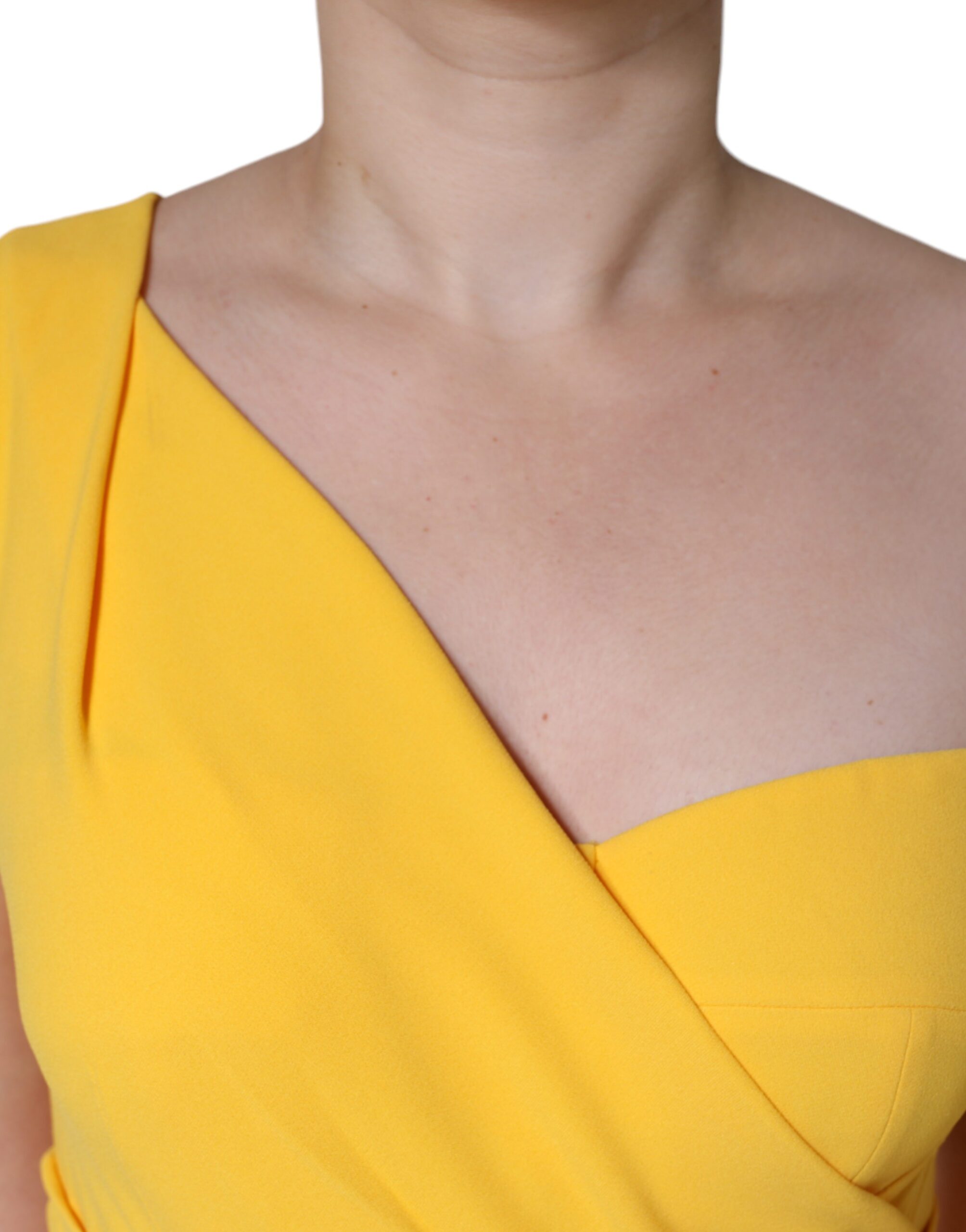 Dolce & Gabbana Yellow One Shoulder Side Slit Midi Women's Dress (Pre-Owned)