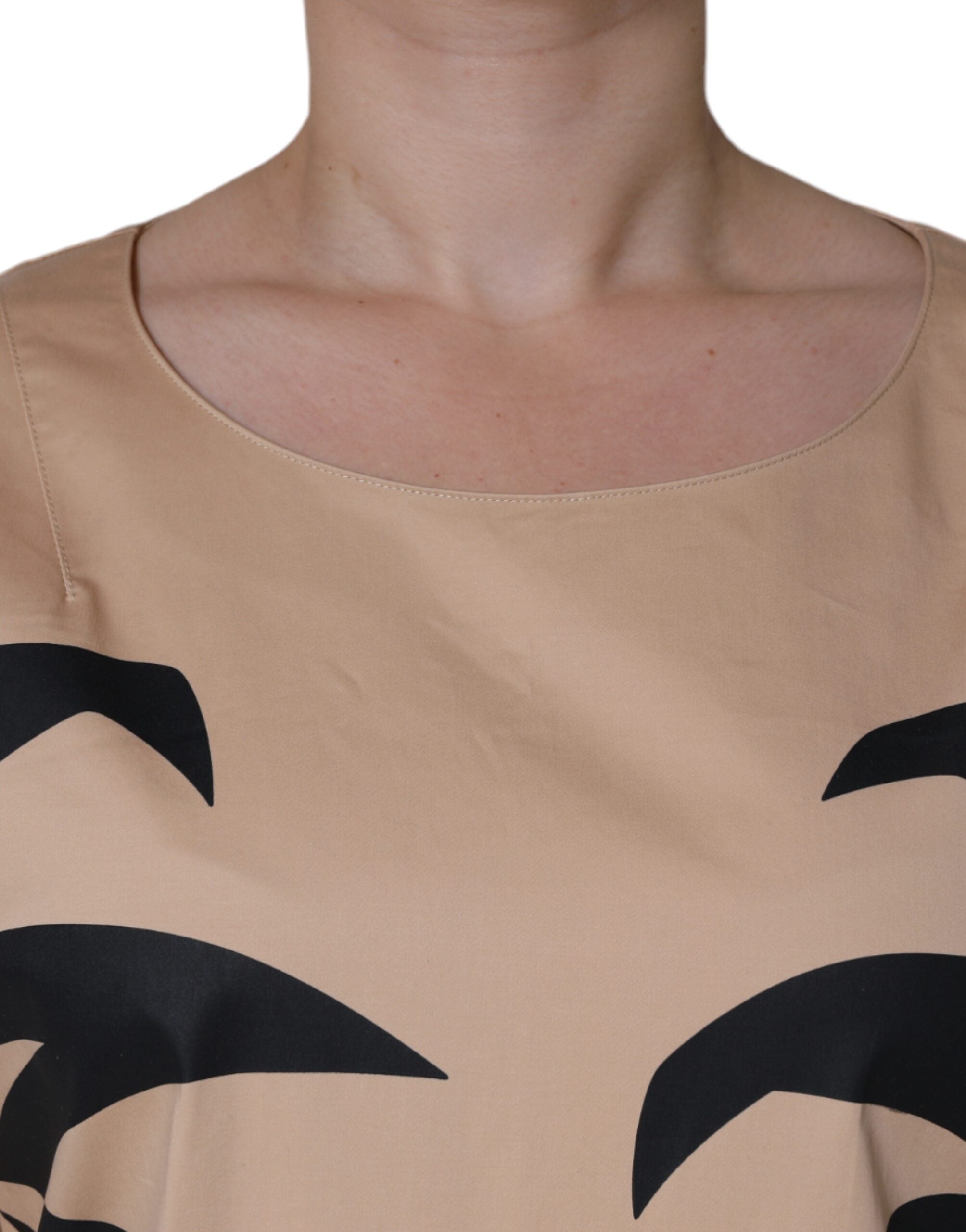 Moschino Beige Cotton Short Sleeve Knee Length Women's Dress