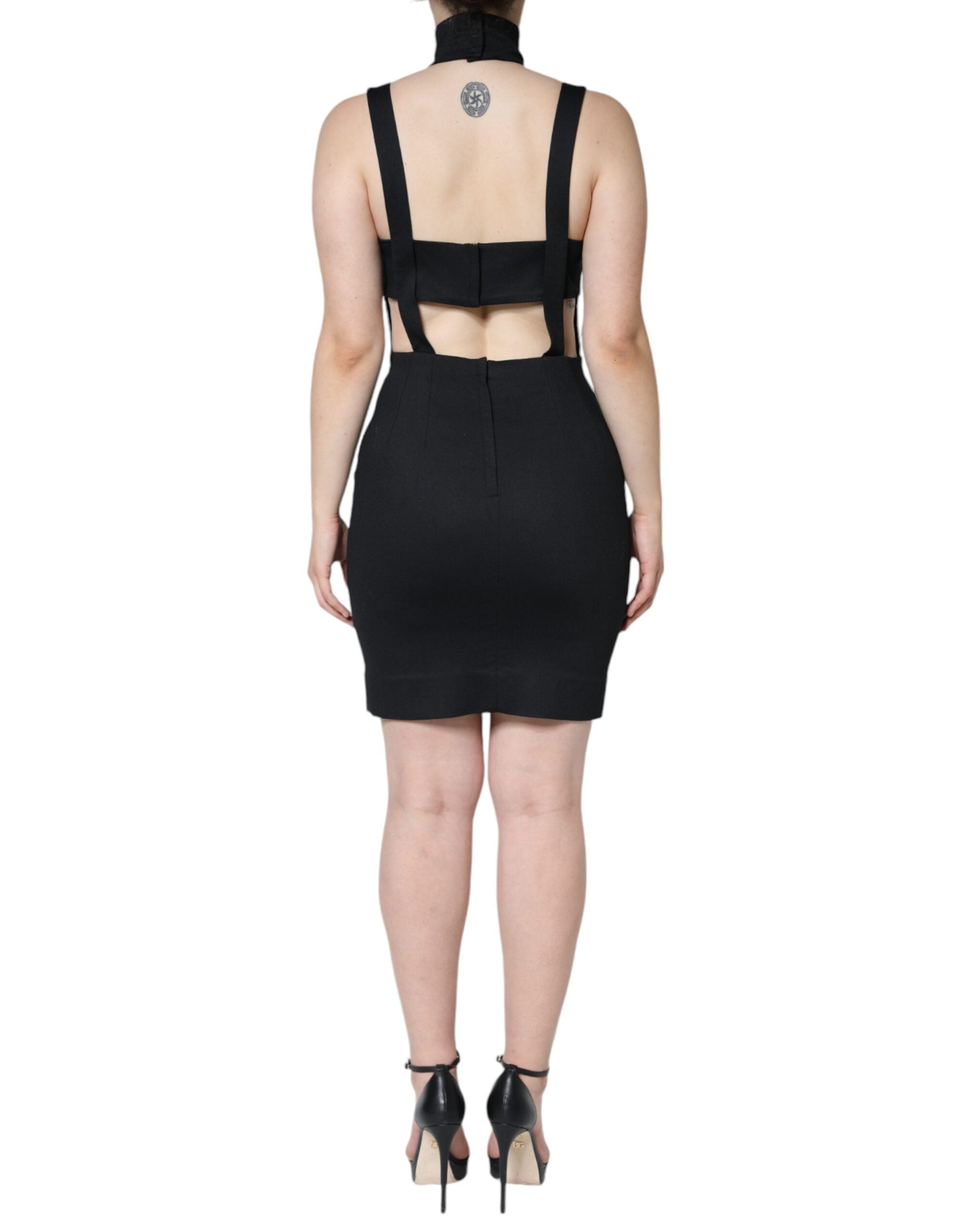 Dolce & Gabbana Black Cut Out Sleeveless Bodycon Mini Women's Dress