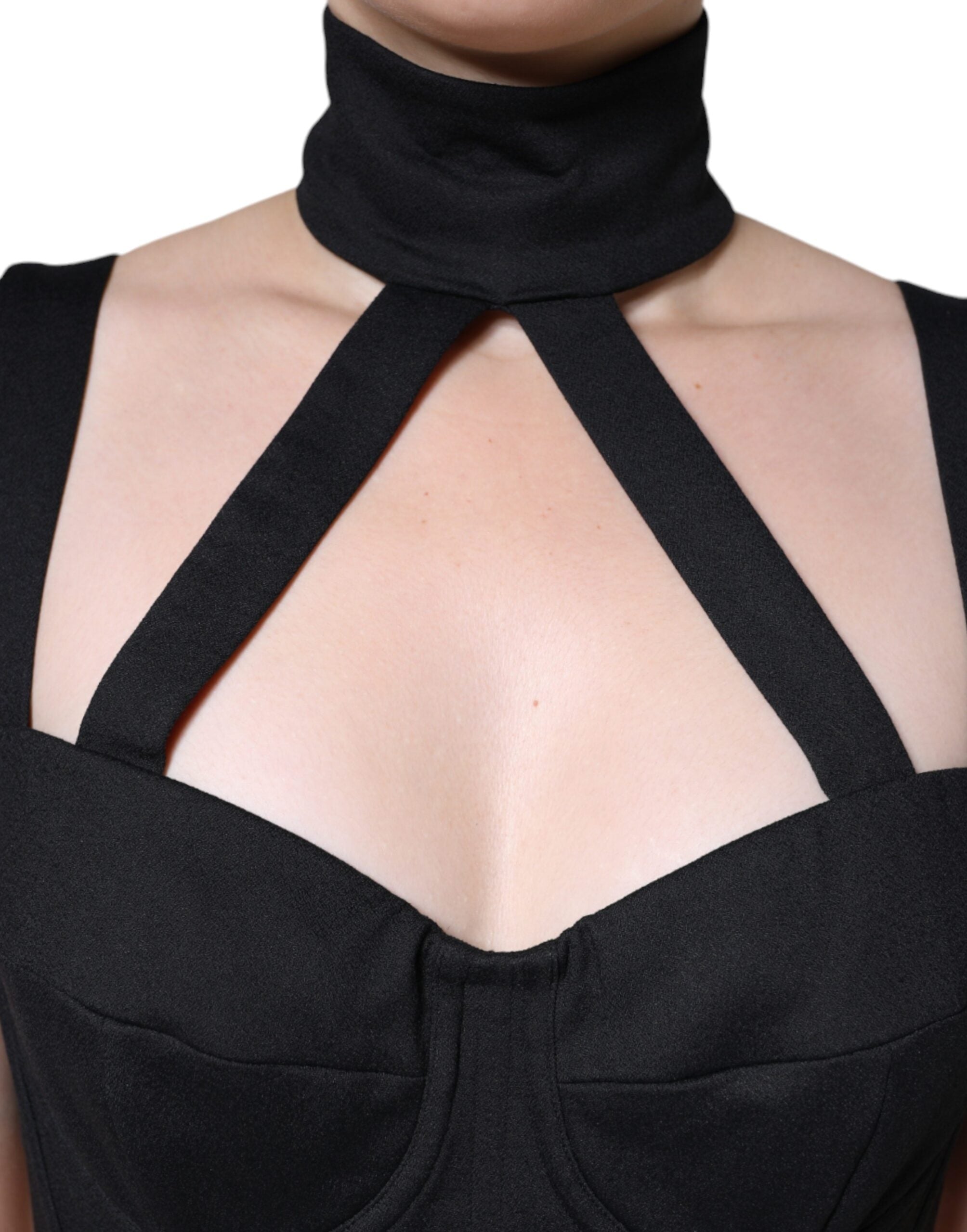 Dolce & Gabbana Black Cut Out Sleeveless Bodycon Mini Women's Dress