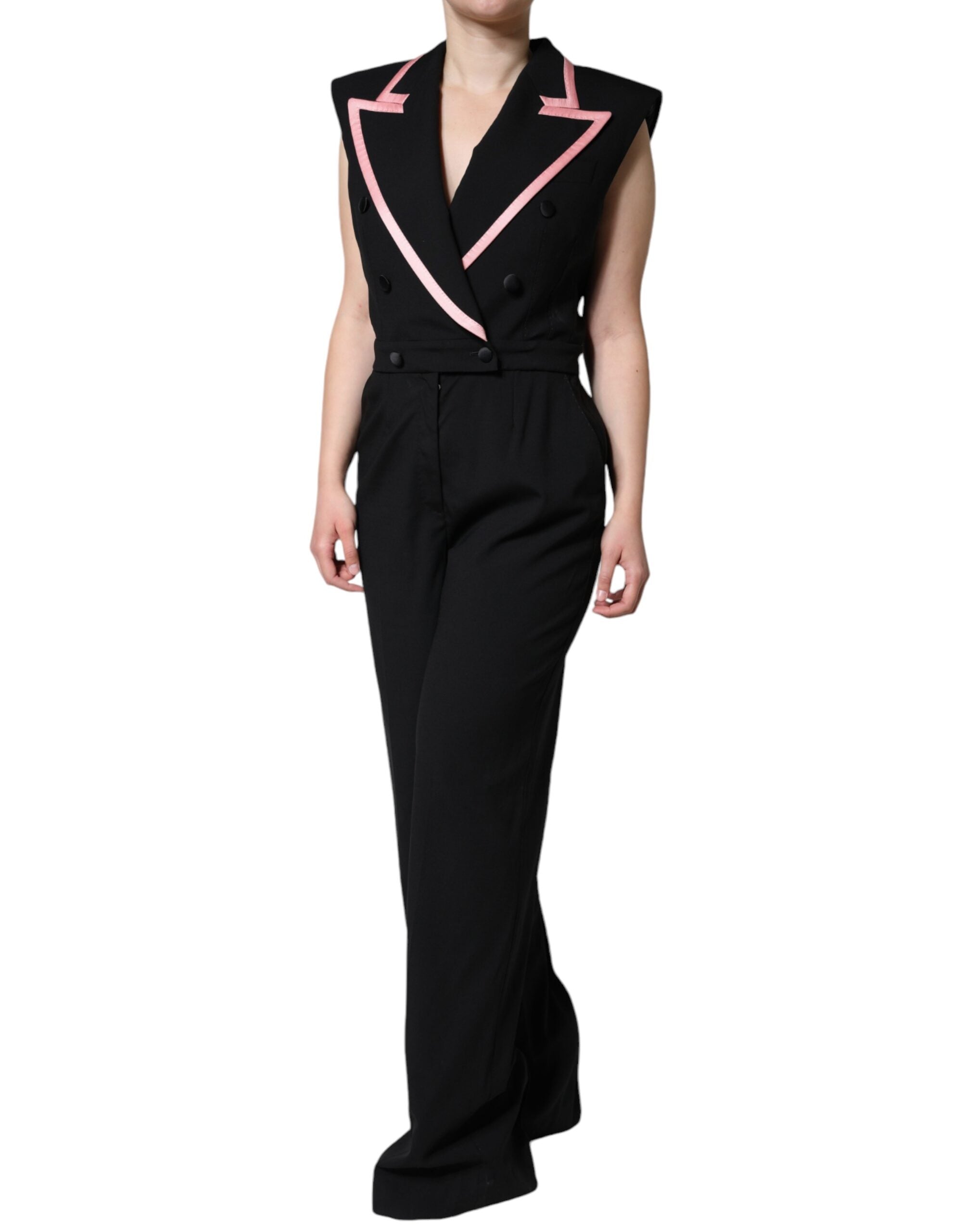 Dolce & Gabbana Black Wool Blend Sleeveless Jumpsuit Women's Dress