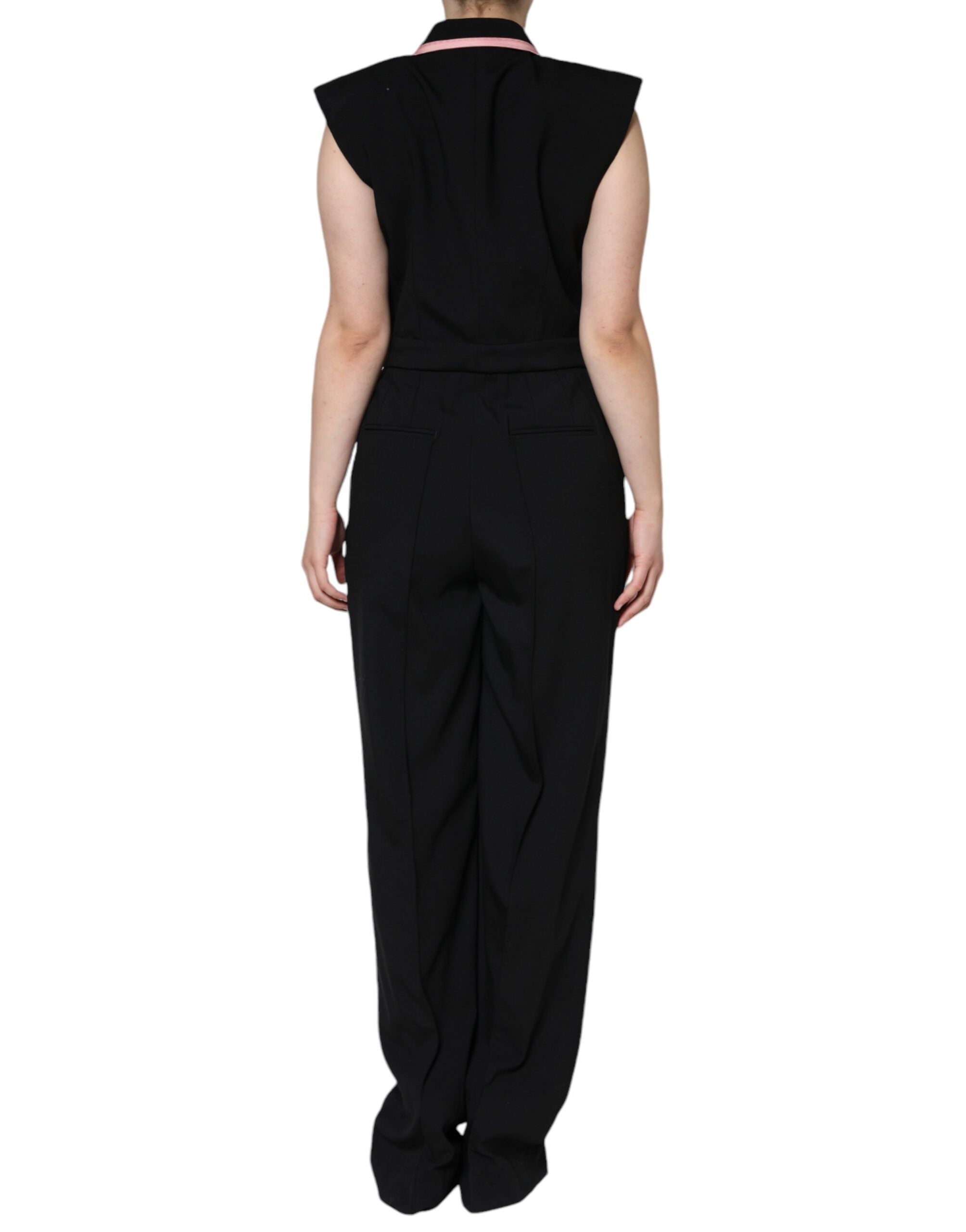 Dolce & Gabbana Black Wool Blend Sleeveless Jumpsuit Women's Dress