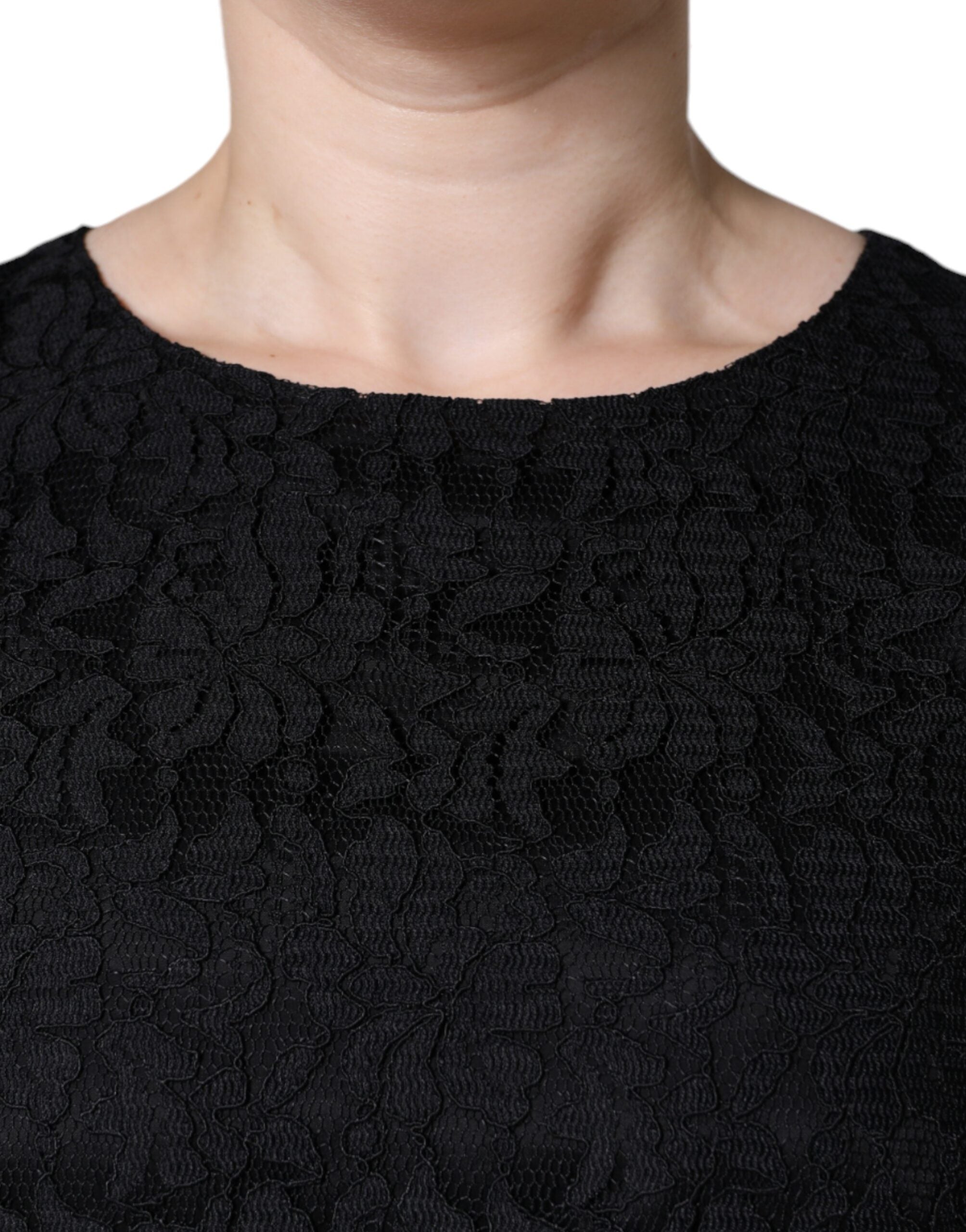 Dolce & Gabbana Black Floral Lace Sheath Sleeveless Mini Women's Dress