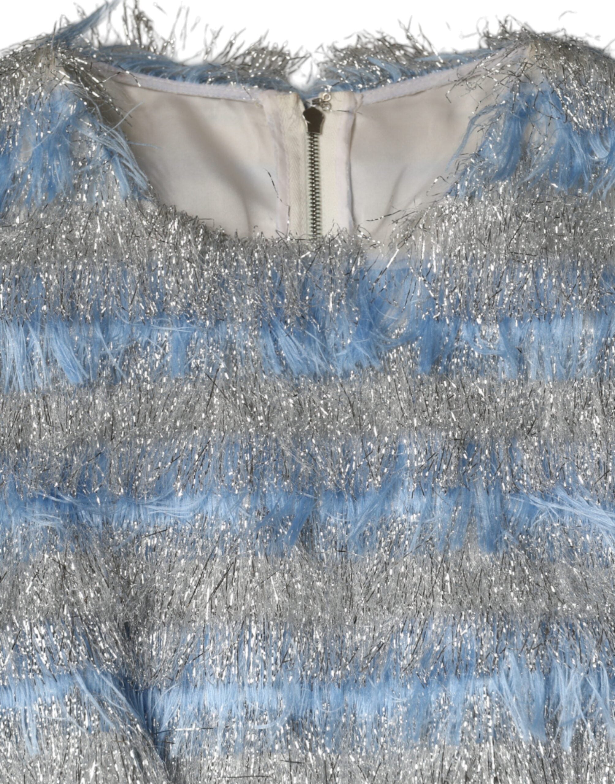 Dolce & Gabbana Light Blue Silver Jacquard A-line Midi Women's Dress