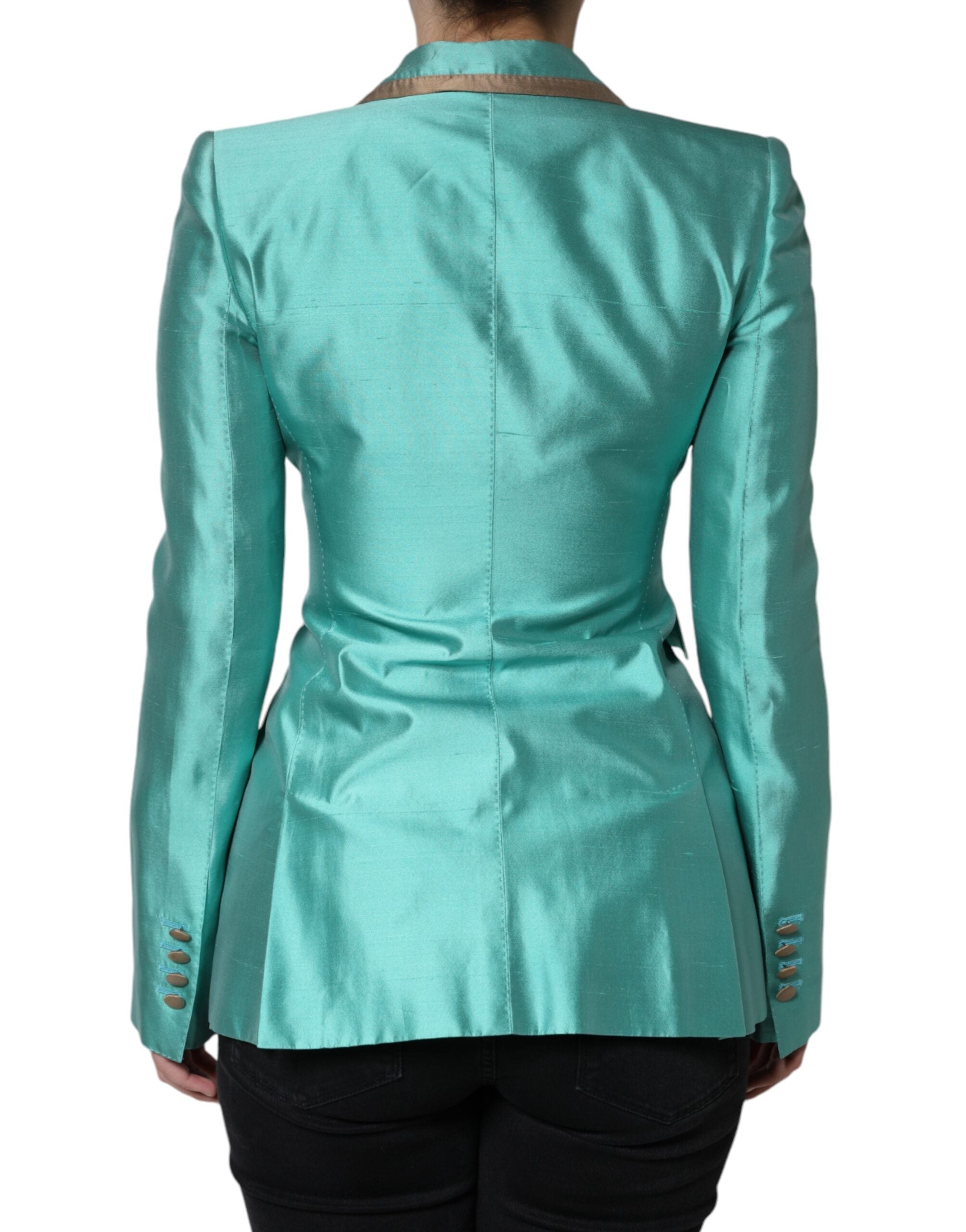Dolce & Gabbana Metallic Green Single Breasted Blazer Women's Jacket