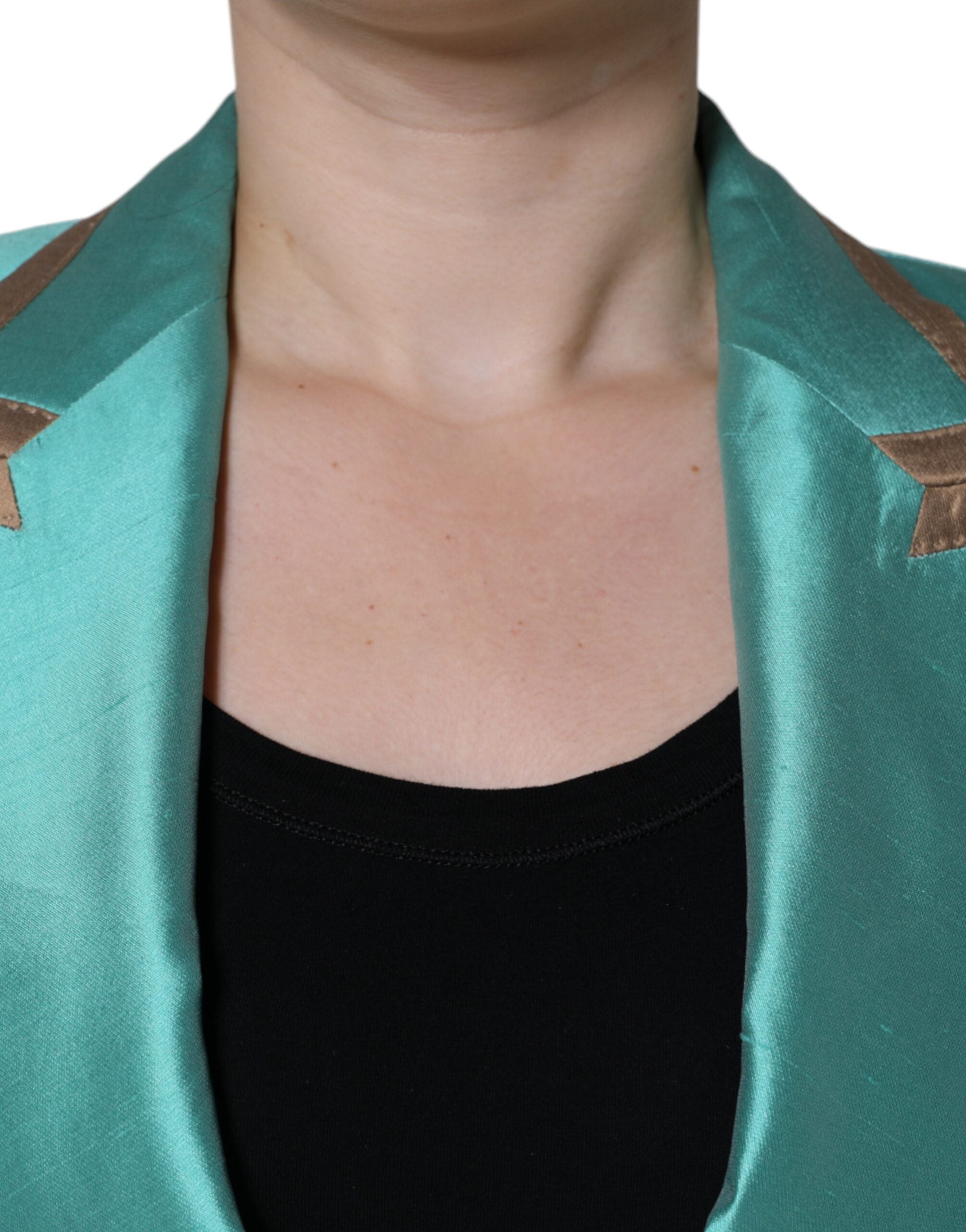 Dolce & Gabbana Metallic Green Single Breasted Blazer Women's Jacket