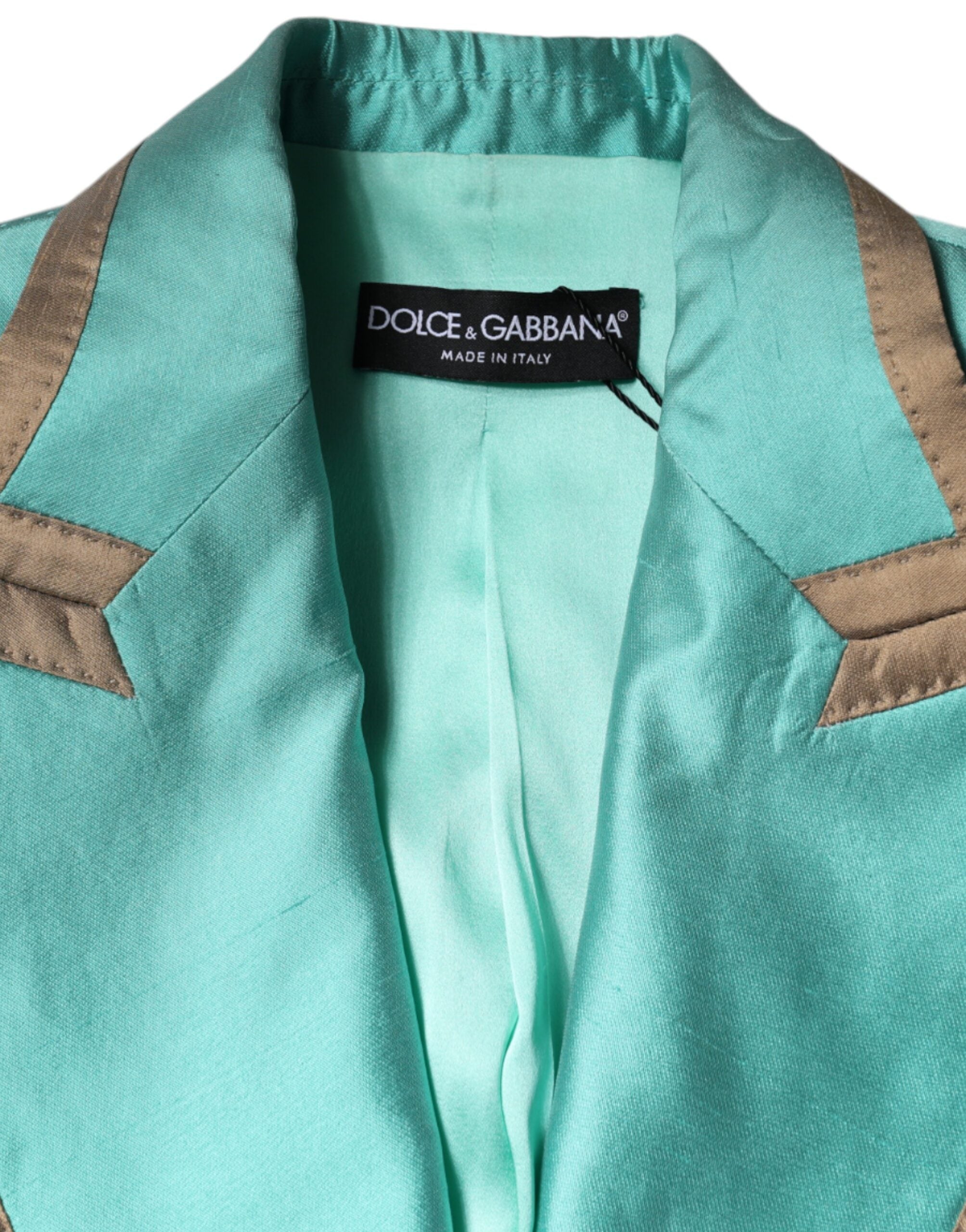 Dolce & Gabbana Metallic Green Single Breasted Blazer Women's Jacket