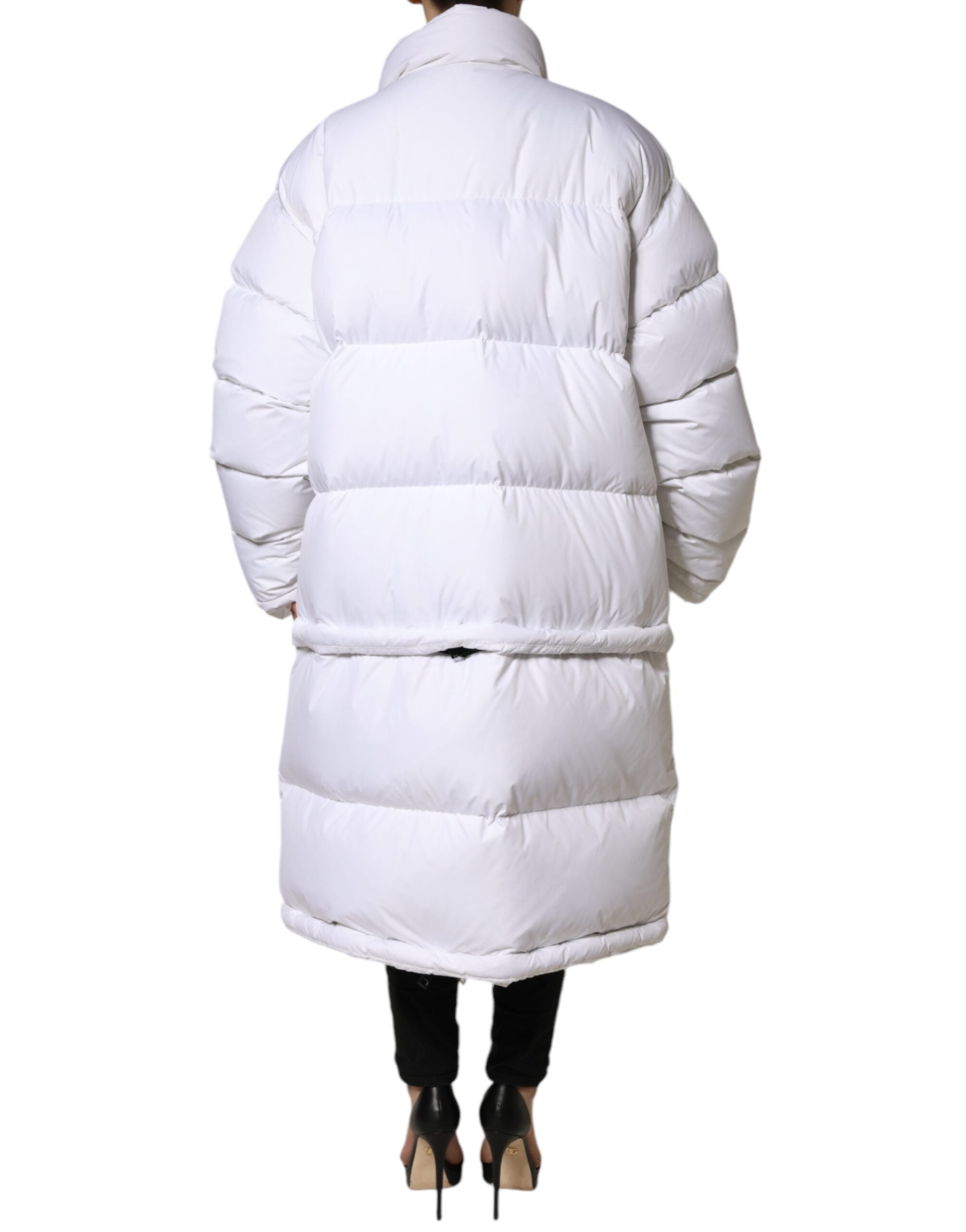 Dolce & Gabbana White Puffer Quilted Full Zip Coat Women's Jacket