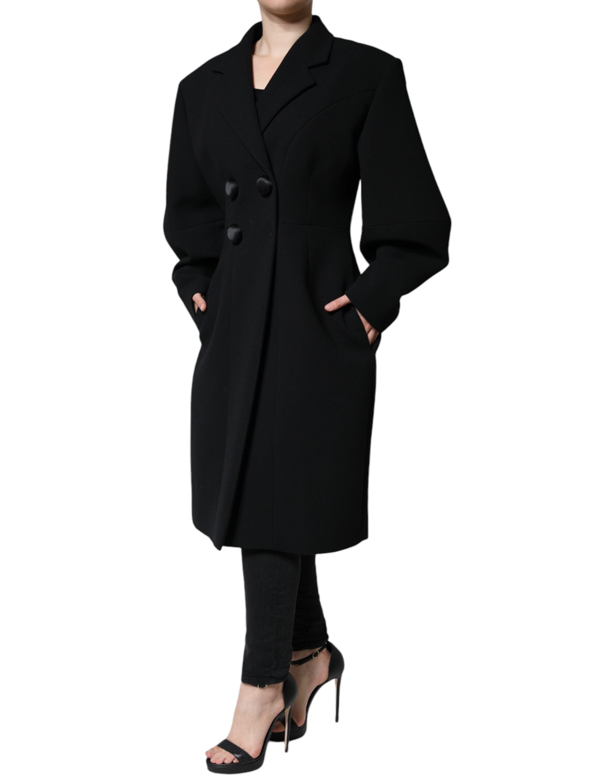 Dolce & Gabbana Black Double Breasted Trench Coat Jacket (Pre-Owned)
