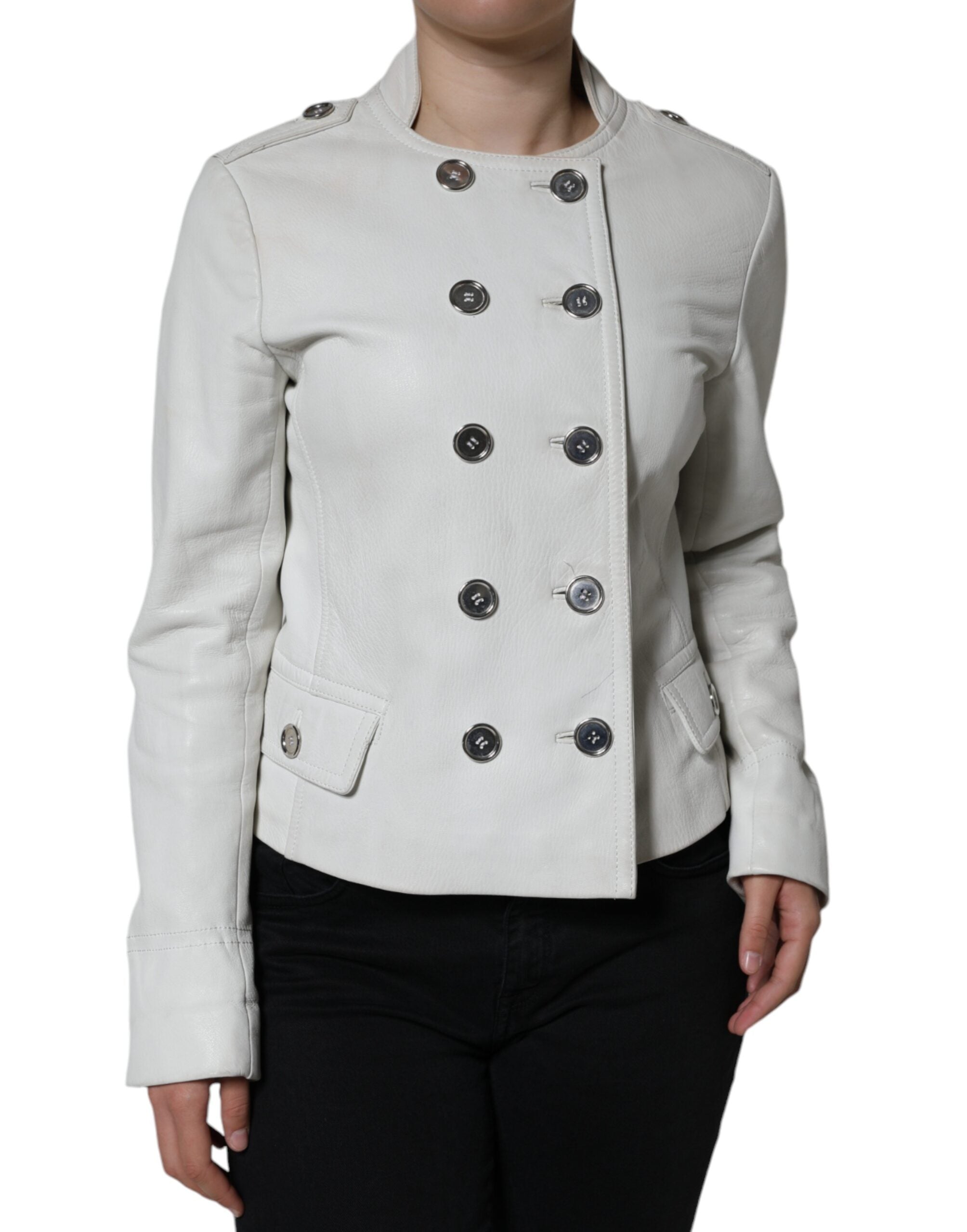 Dolce & Gabbana White Double Breasted Blazer Coat Women's Jacket (Pre-Owned)