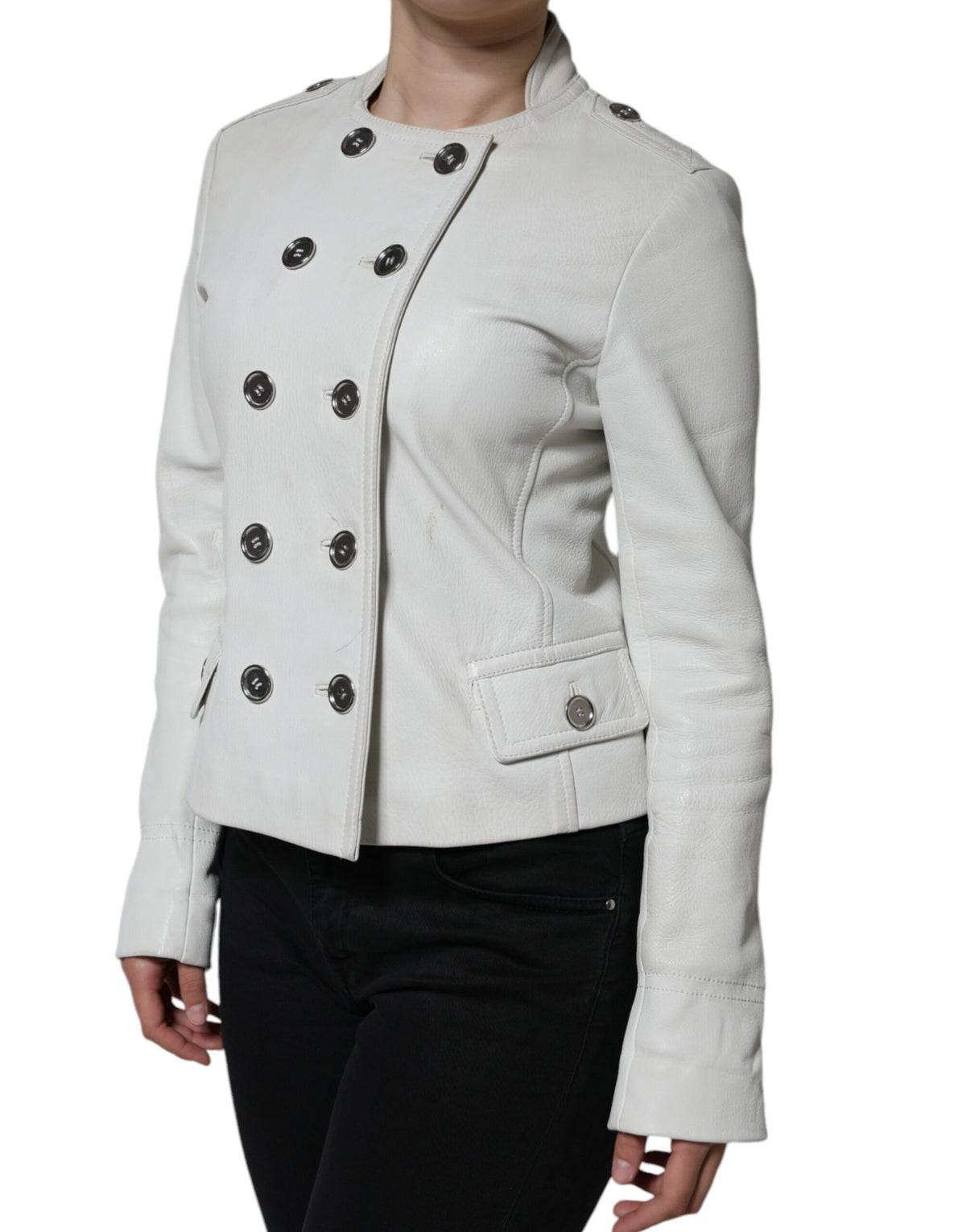 Dolce & Gabbana White Double Breasted Blazer Coat Women's Jacket (Pre-Owned)