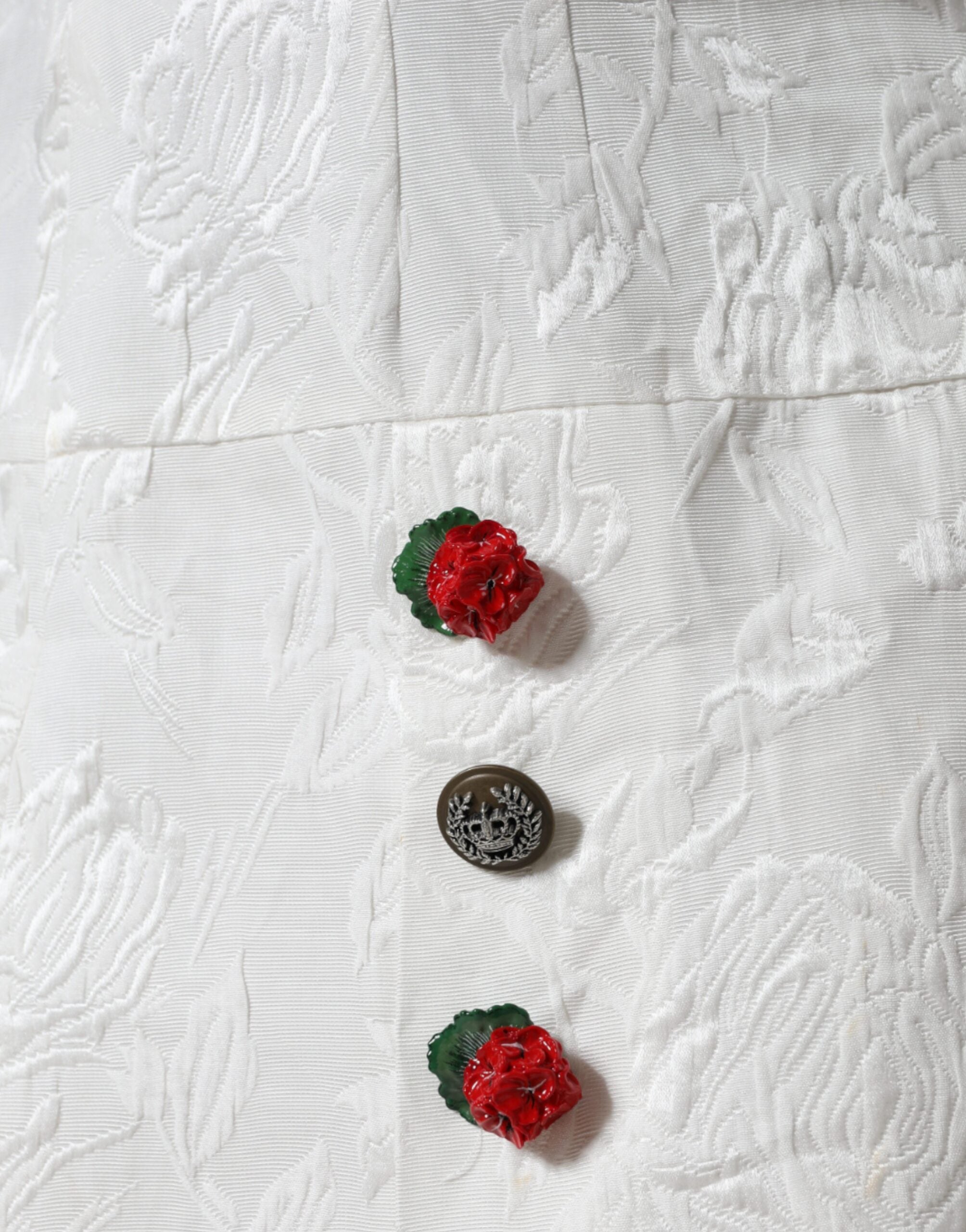 Dolce & Gabbana White Floral Brocade Embellished Mini Women's Skirt