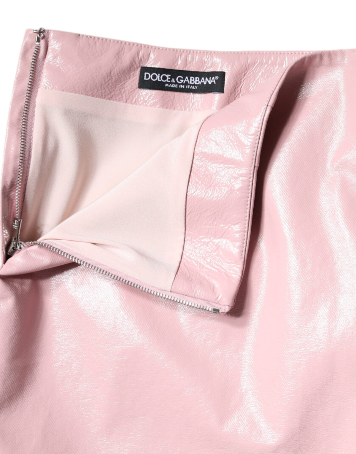 Dolce & Gabbana Glossy Pink Cotton High Waist Mini Women's Skirt (Pre-Owned)