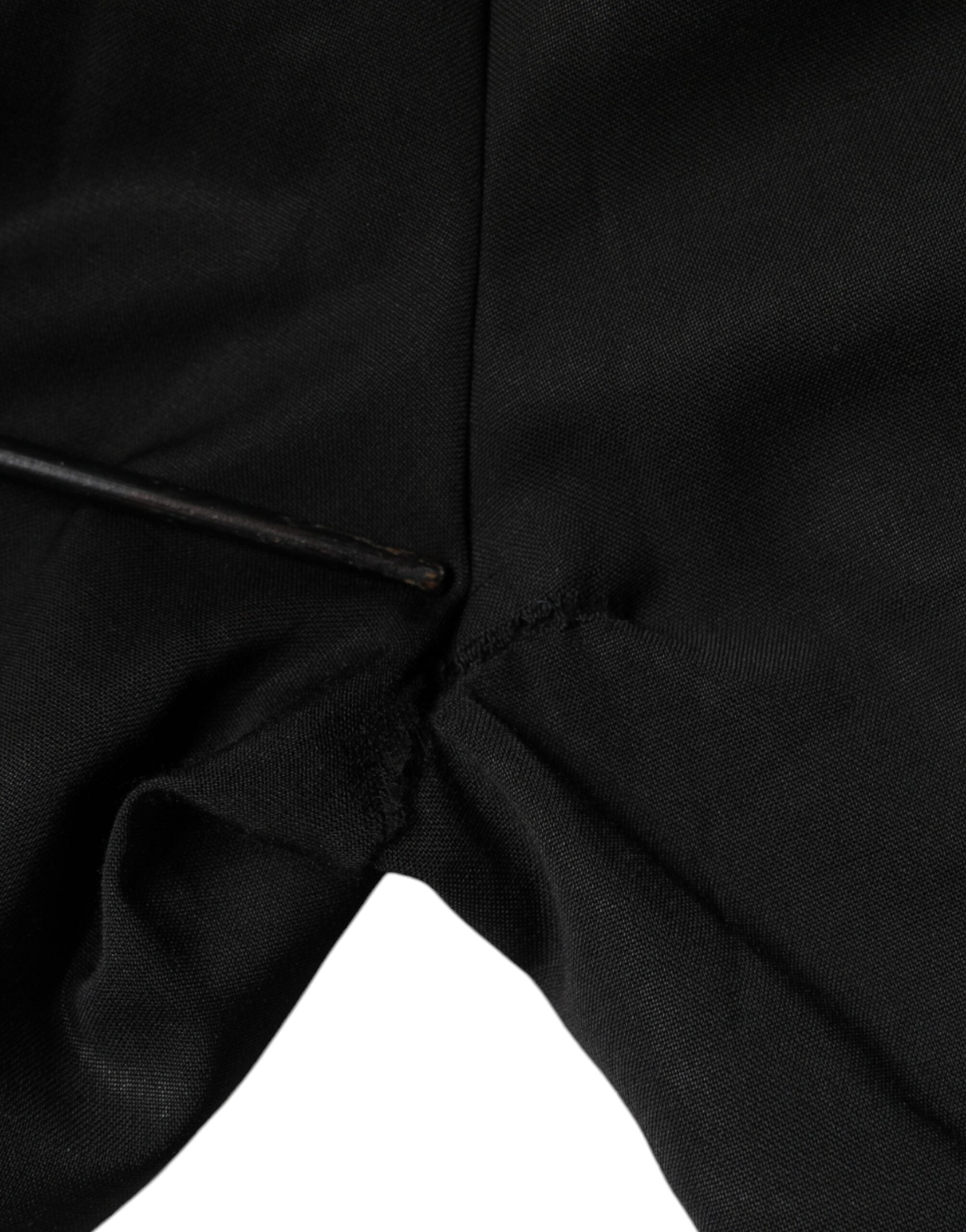Dolce & Gabbana Black Polyester High Waist Tapered Women's Pants (Pre-Owned)