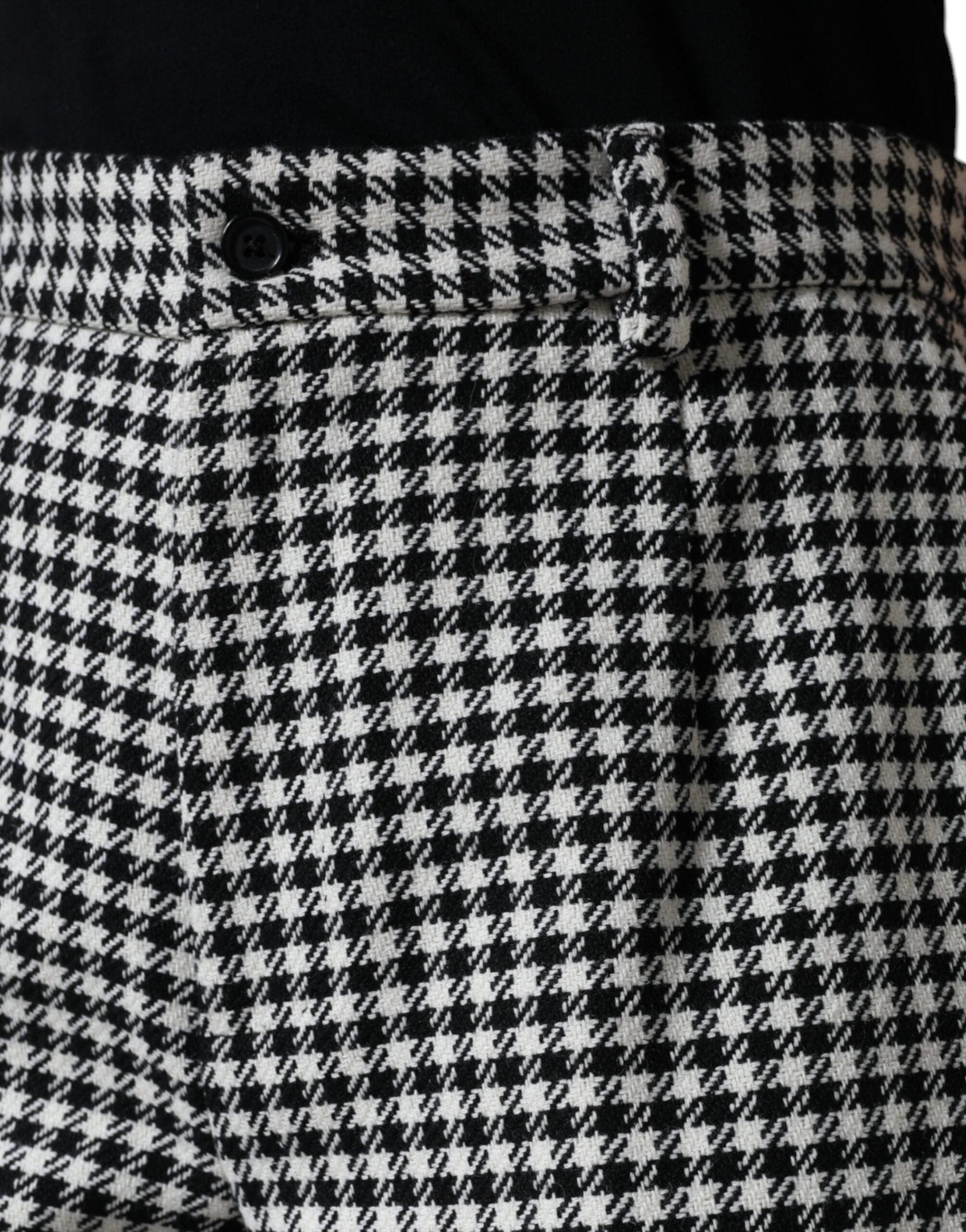 Dolce & Gabbana Black White Houndstooth Cropped Wide Leg Women's Pants