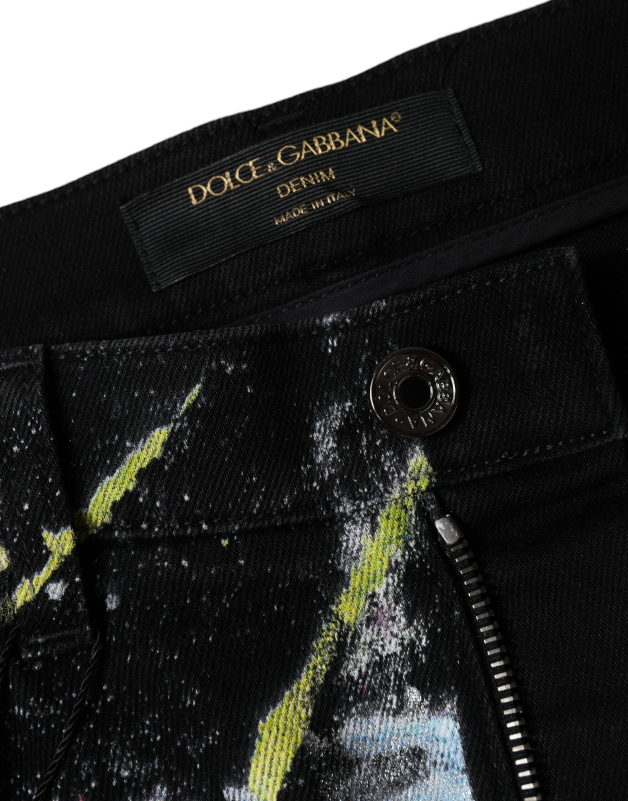 Dolce & Gabbana Multicolor Splatter Paint Cotton Skinny Denim Women's Jeans