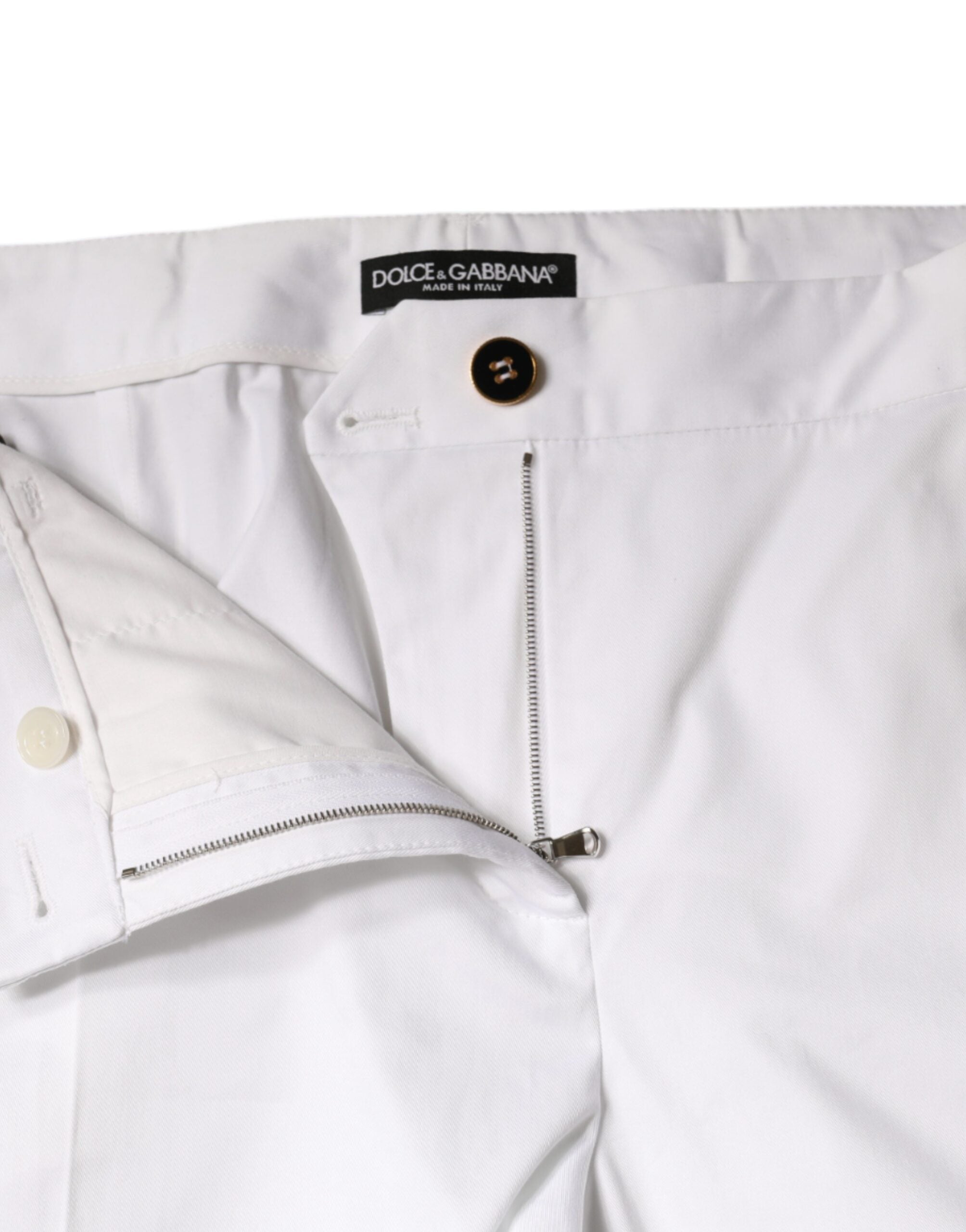 Dolce & Gabbana White Cotton Mid Waist Tapered Denim Women's Jeans (Pre-Owned)