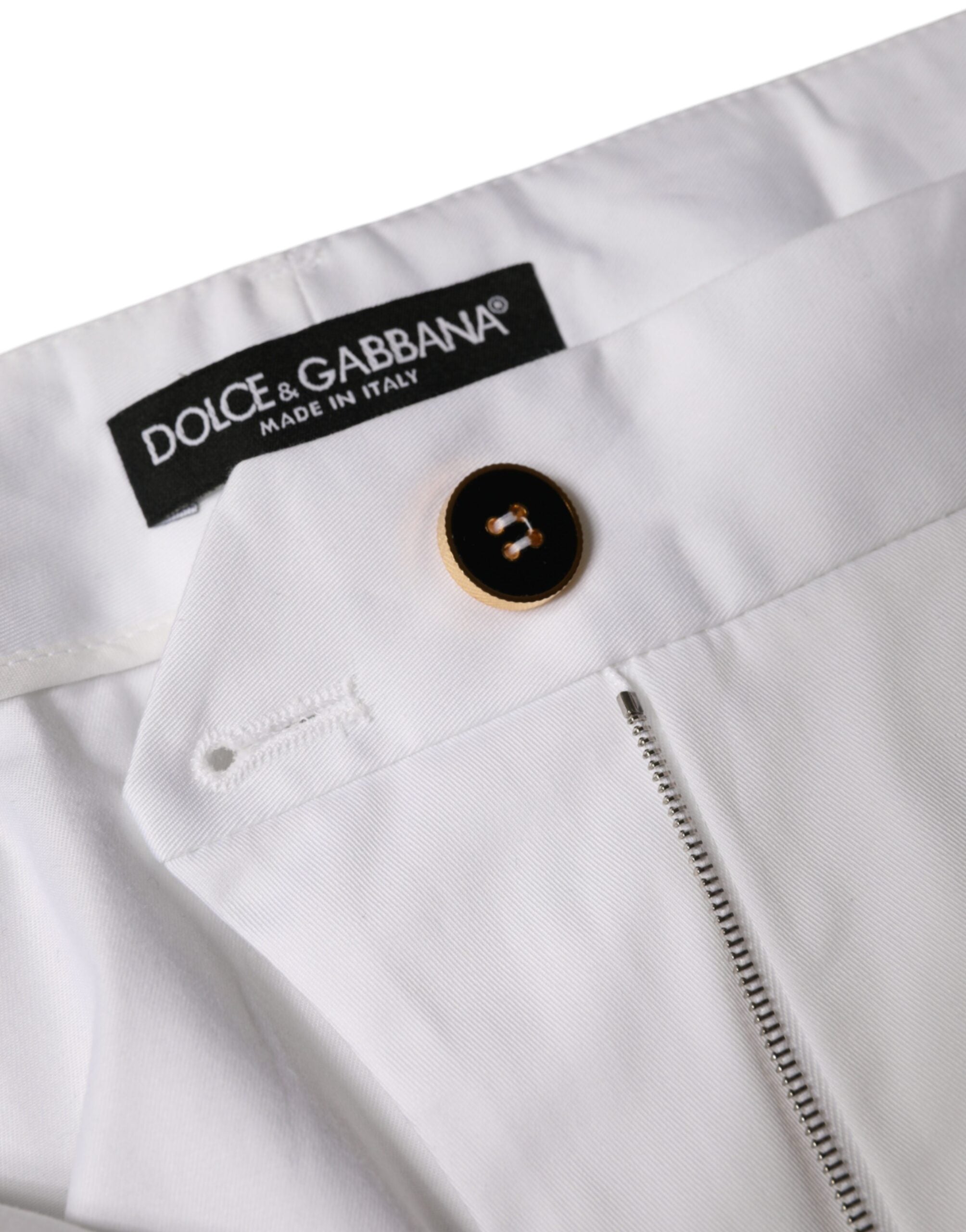 Dolce & Gabbana White Cotton Mid Waist Tapered Denim Women's Jeans (Pre-Owned)