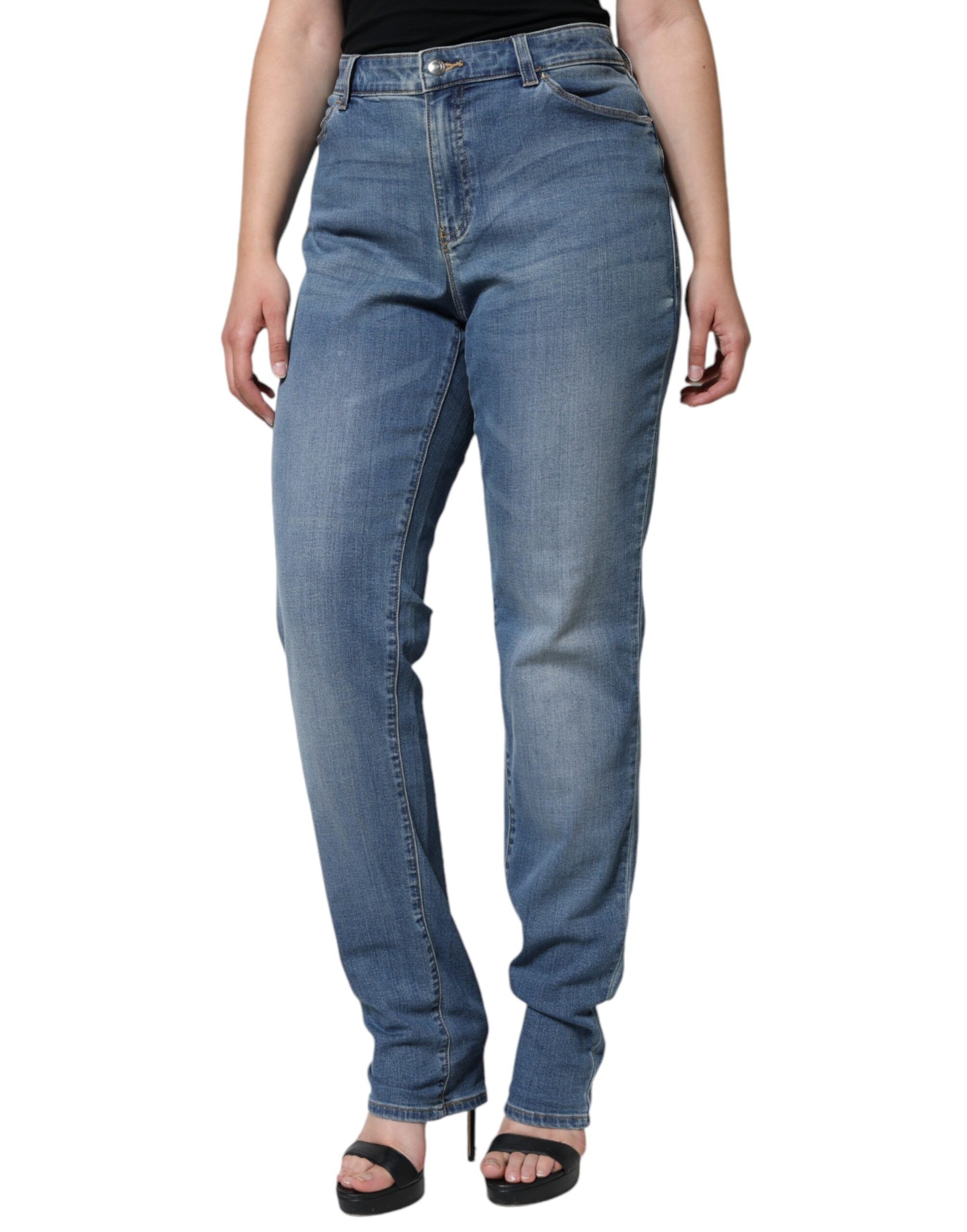 Emporio Armani Blue Washed High Waisted Skinny Women Denim Women's Jeans (Pre-Owned)