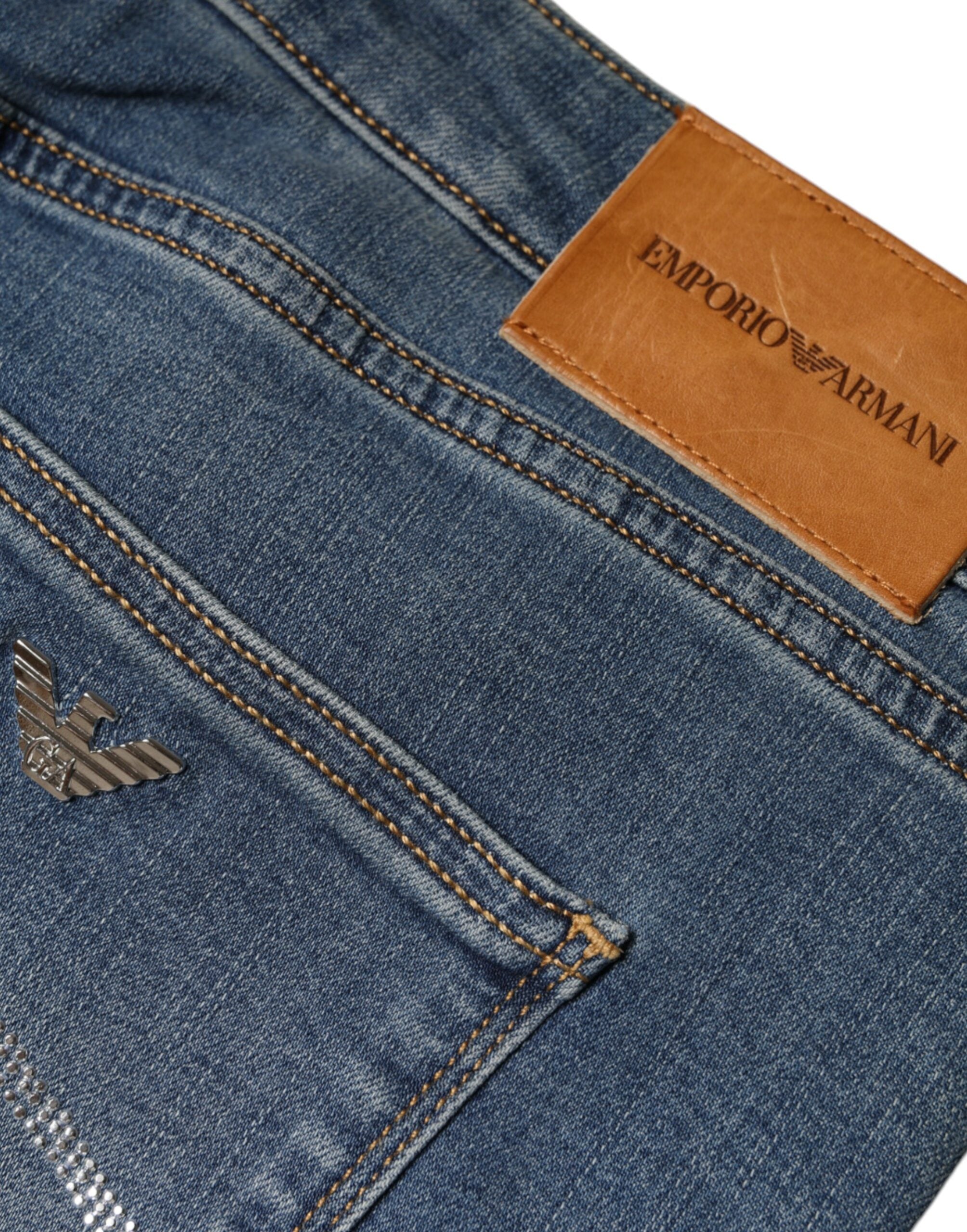 Emporio Armani Blue Washed High Waisted Skinny Women Denim Women's Jeans (Pre-Owned)