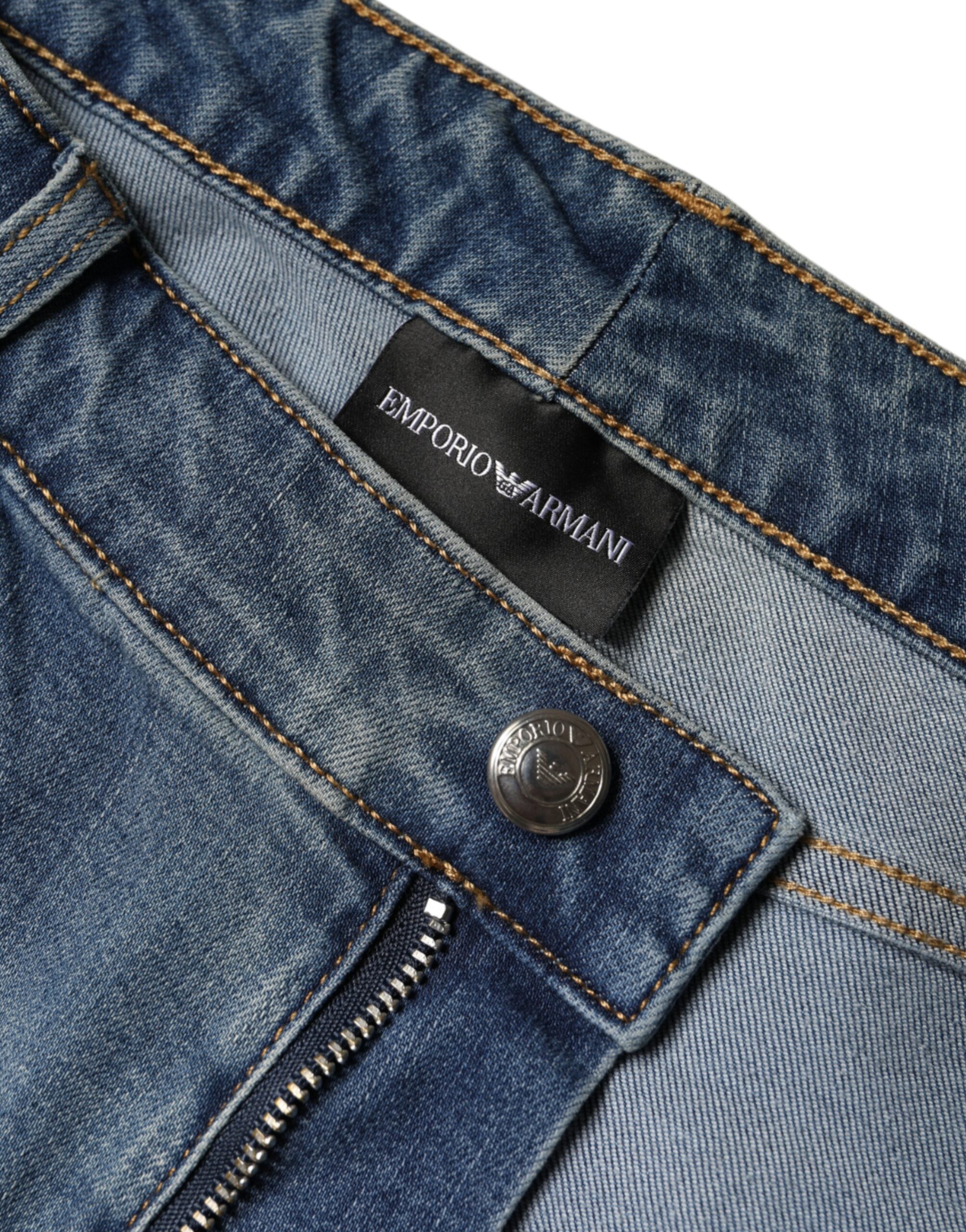 Emporio Armani Blue Washed High Waisted Skinny Women Denim Women's Jeans (Pre-Owned)