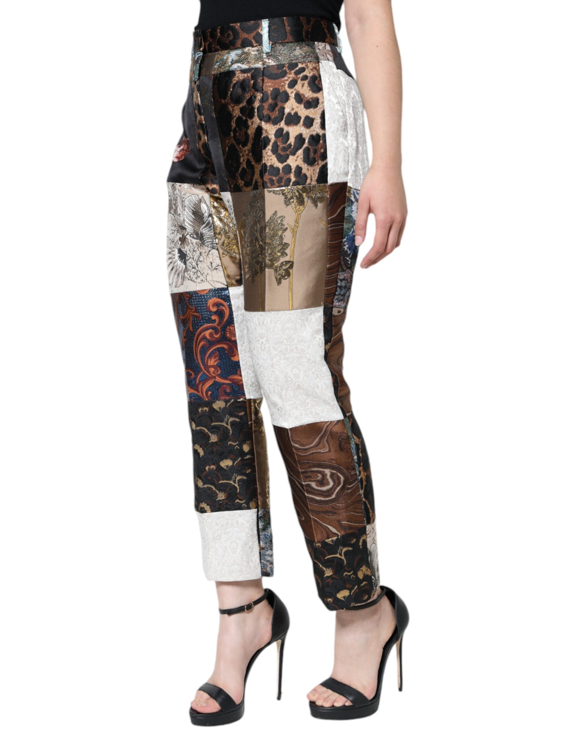 Dolce & Gabbana Multicolor Patchwork Jacquard High Waist Women's Pants