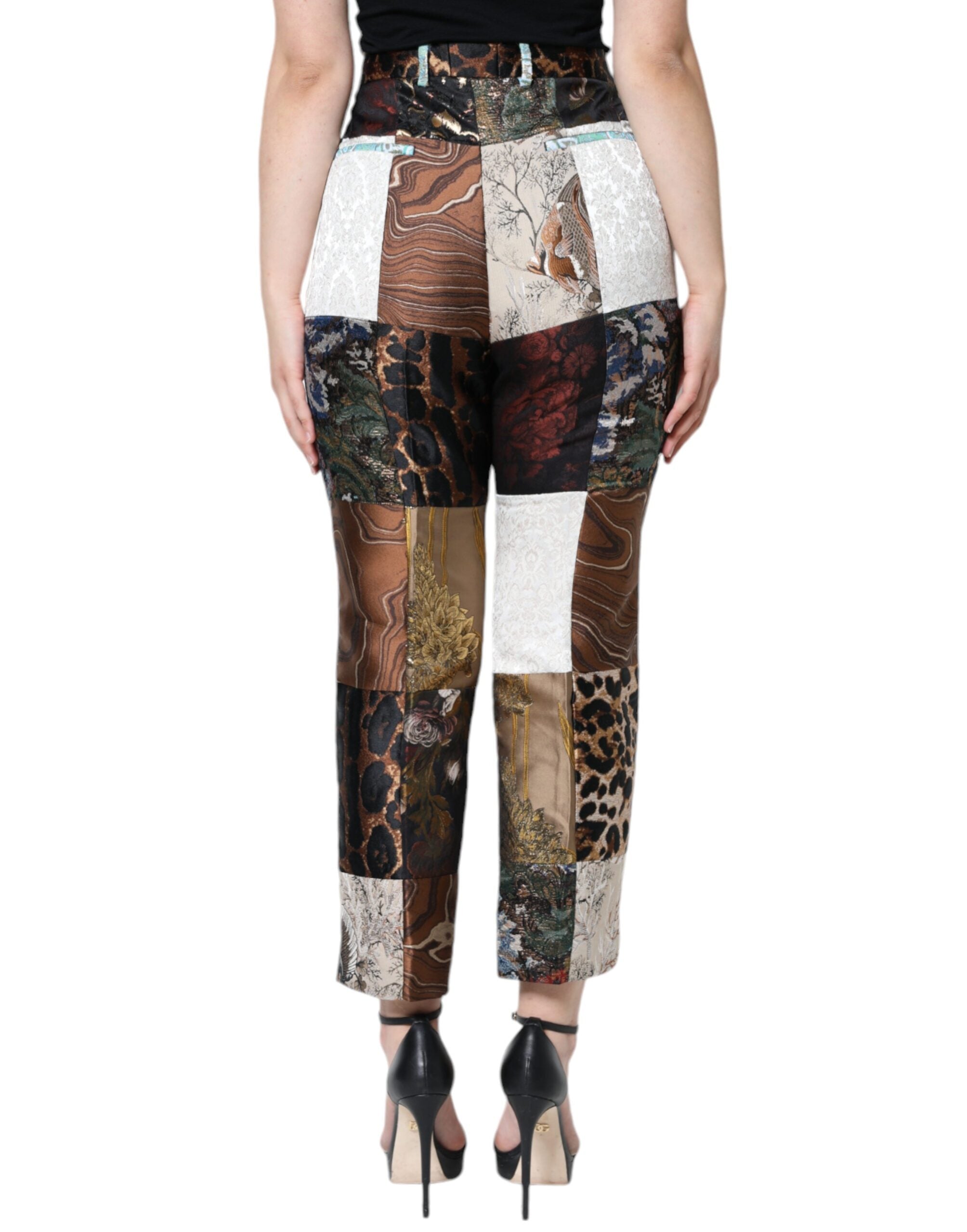 Dolce & Gabbana Multicolor Patchwork Jacquard High Waist Women's Pants