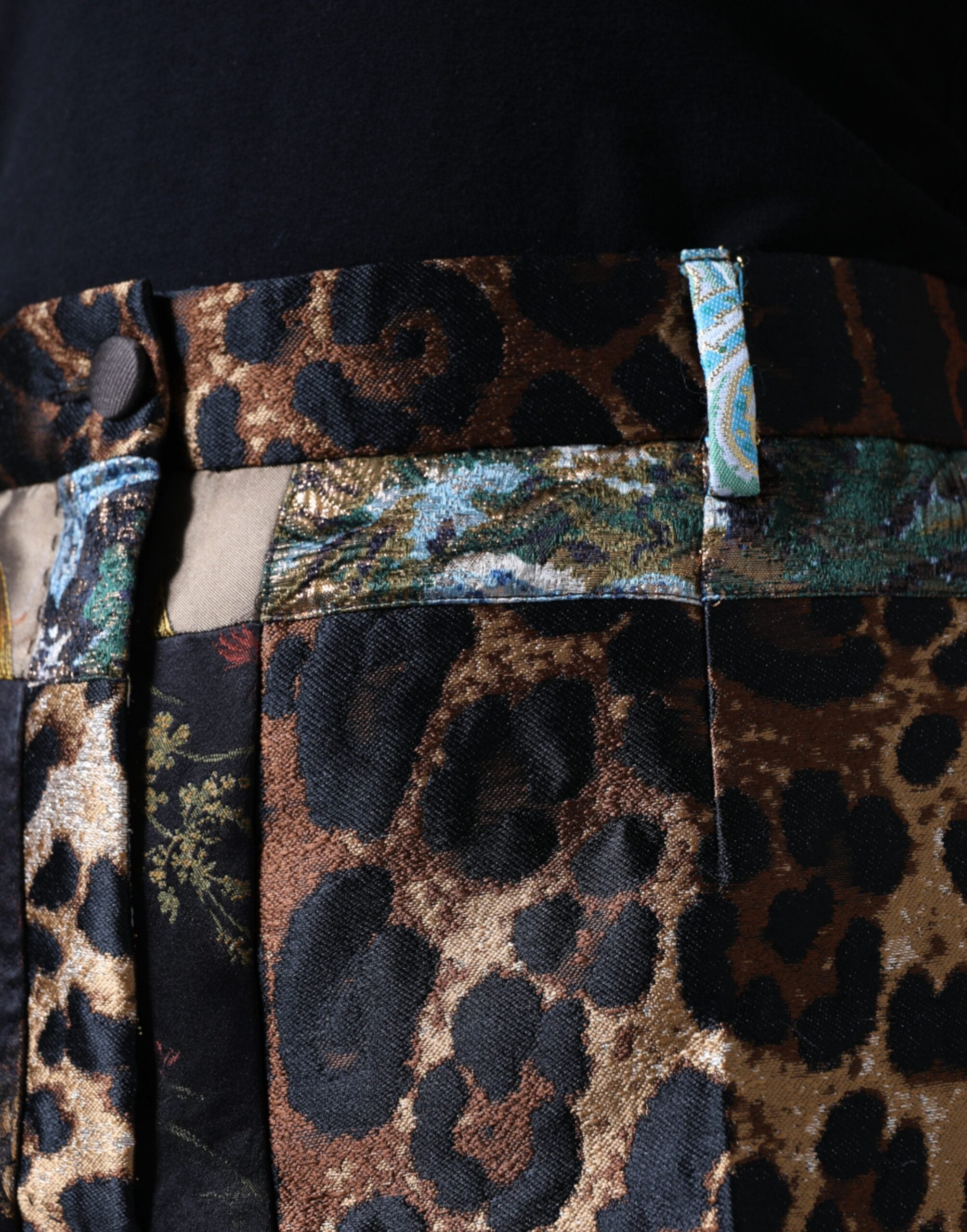 Dolce & Gabbana Multicolor Patchwork Jacquard High Waist Women's Pants