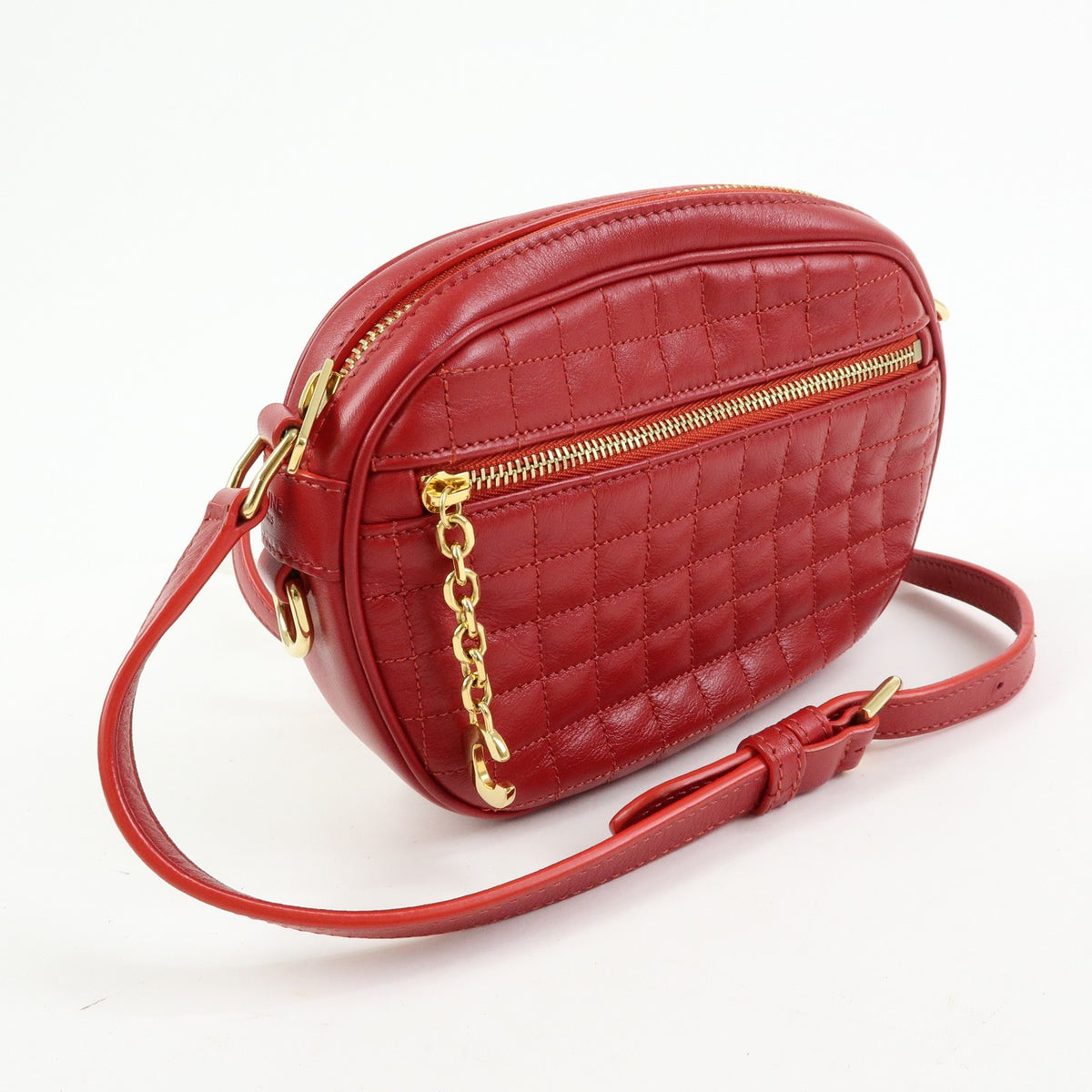 Celine C Charm Camera Quilted Leather Red Leather Handbag (Pre-Owned)