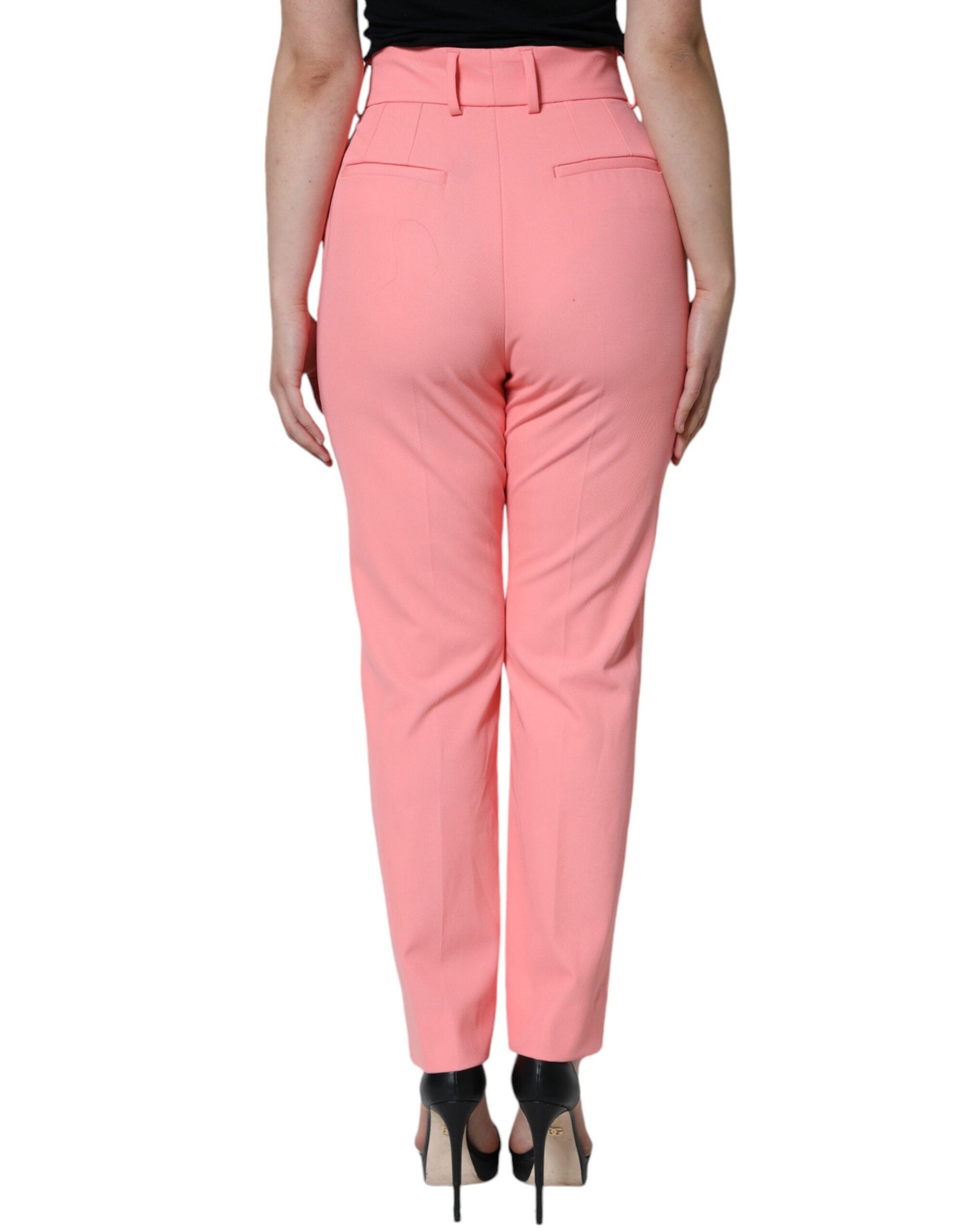Dolce & Gabbana Rose Pink Polyester High Waist Tapered Women's Pants