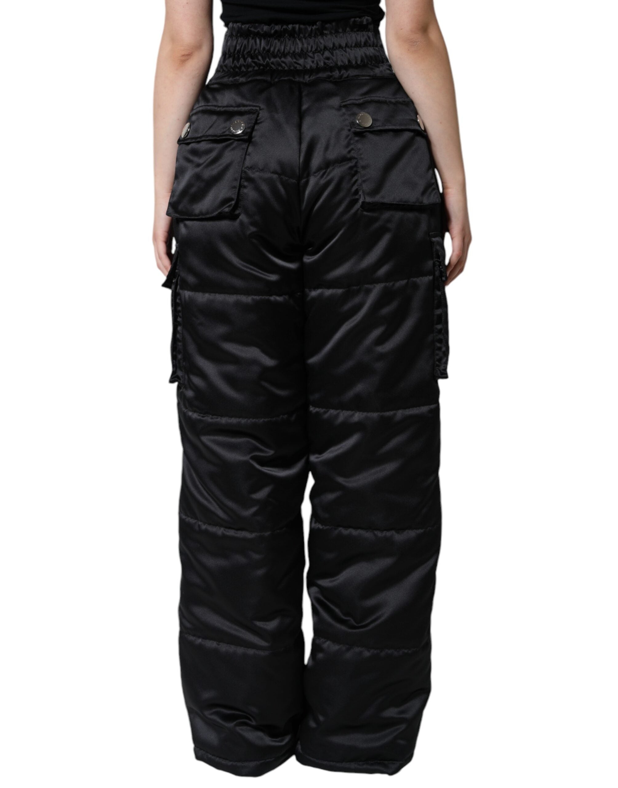 Dolce & Gabbana Black Quilted High Waist Women Boot Cut Women's Pants