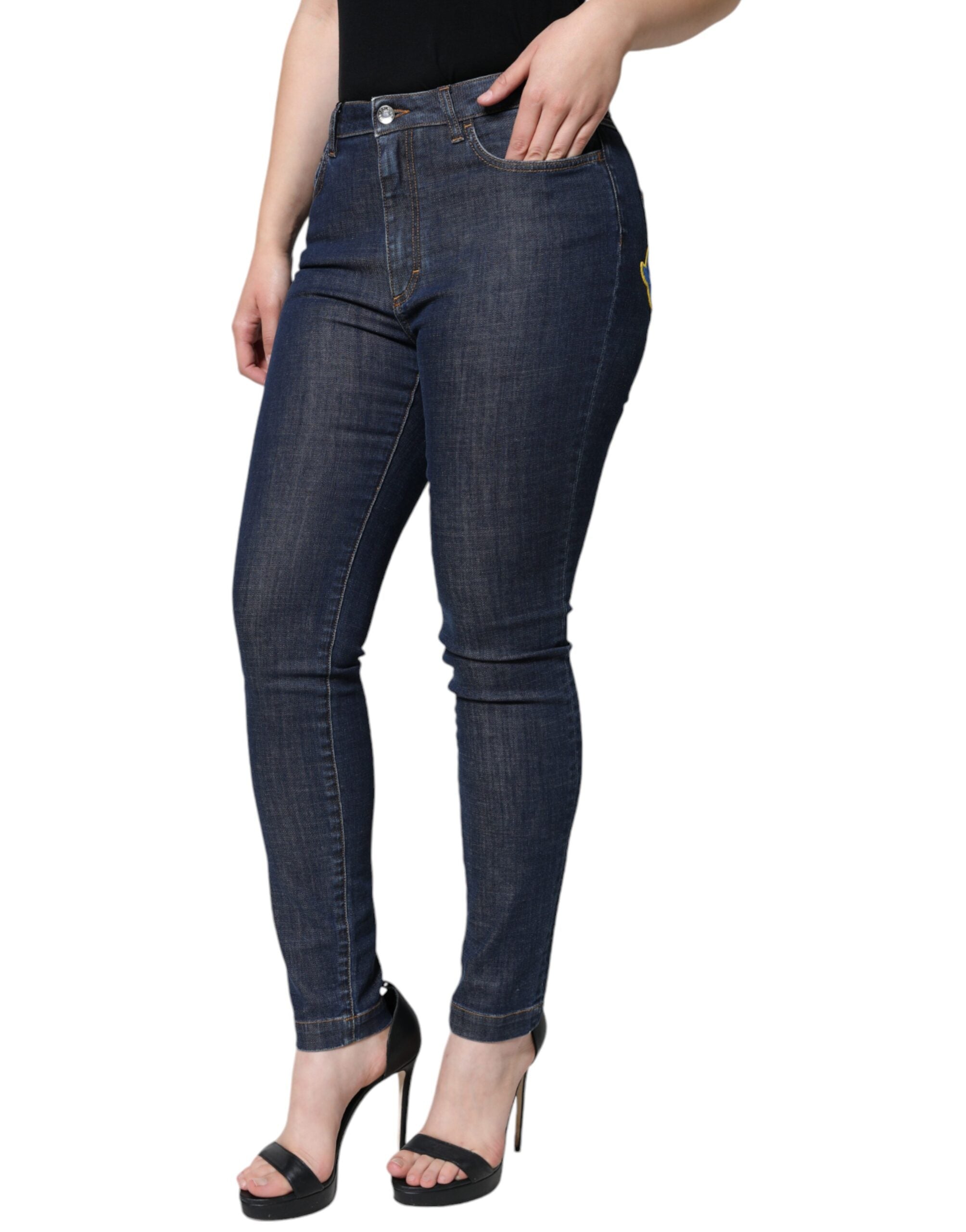 Dolce & Gabbana Dark Blue QUEEN Cotton Skinny Denim Women's Jeans