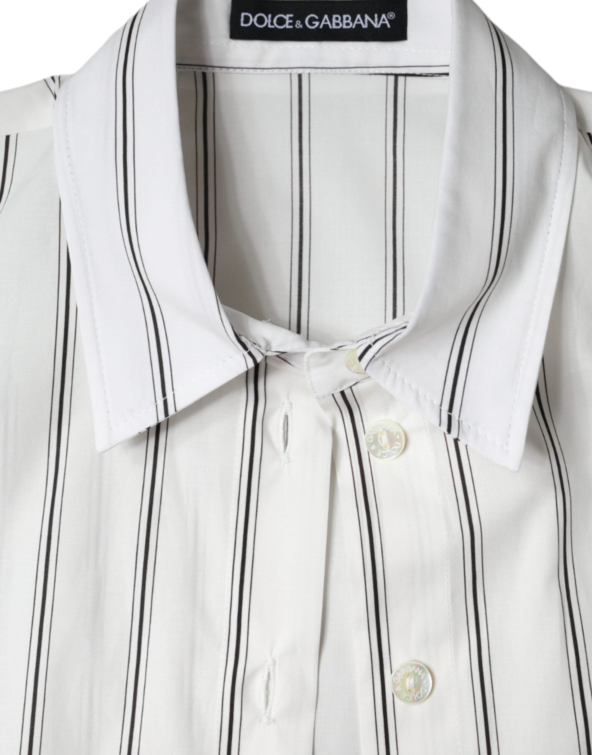 Dolce & Gabbana White Striped Collared Short Sleeve Polo Women's Top