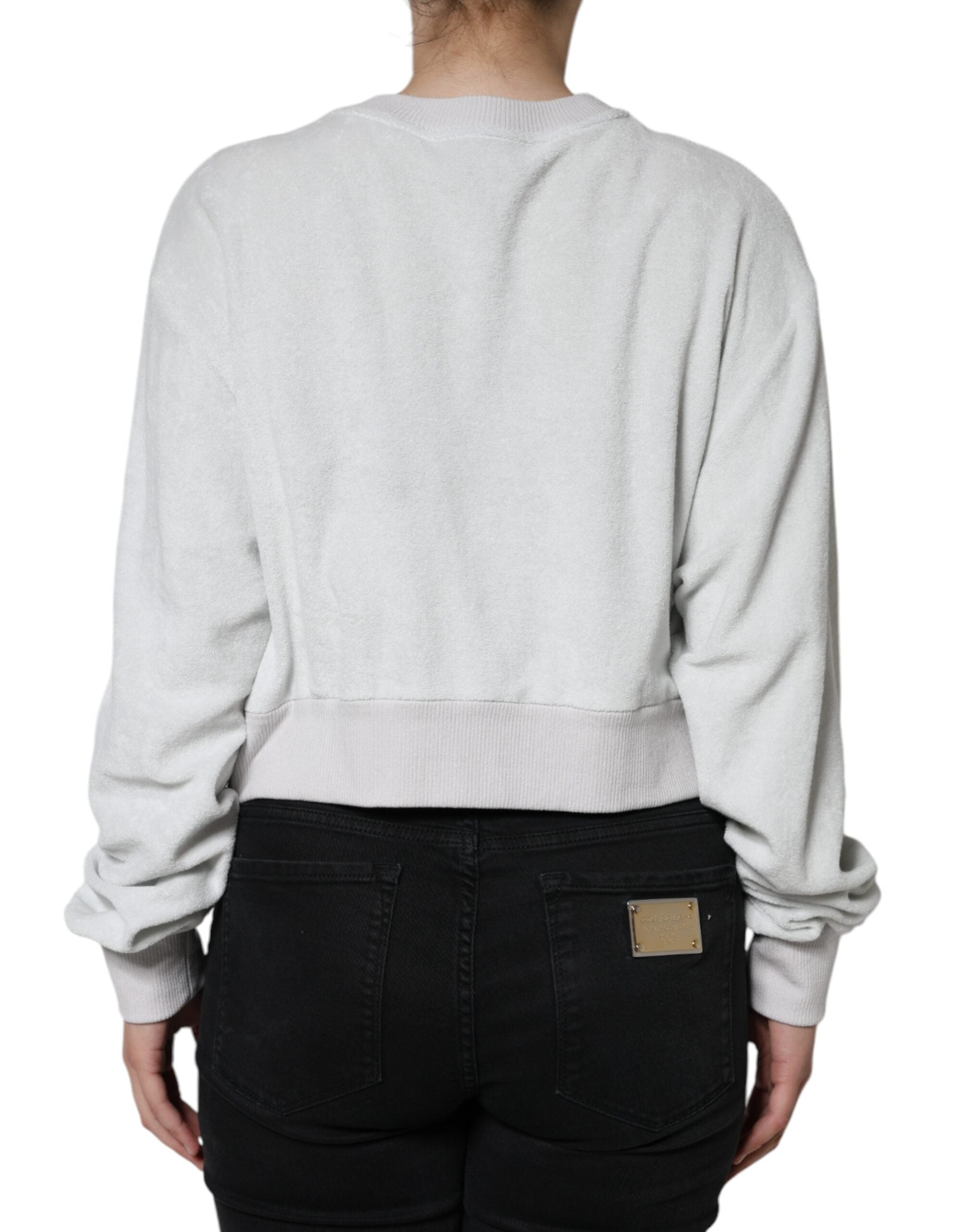 Dolce & Gabbana White Nylon Stretch Crew Neck Pullover Women's Sweater
