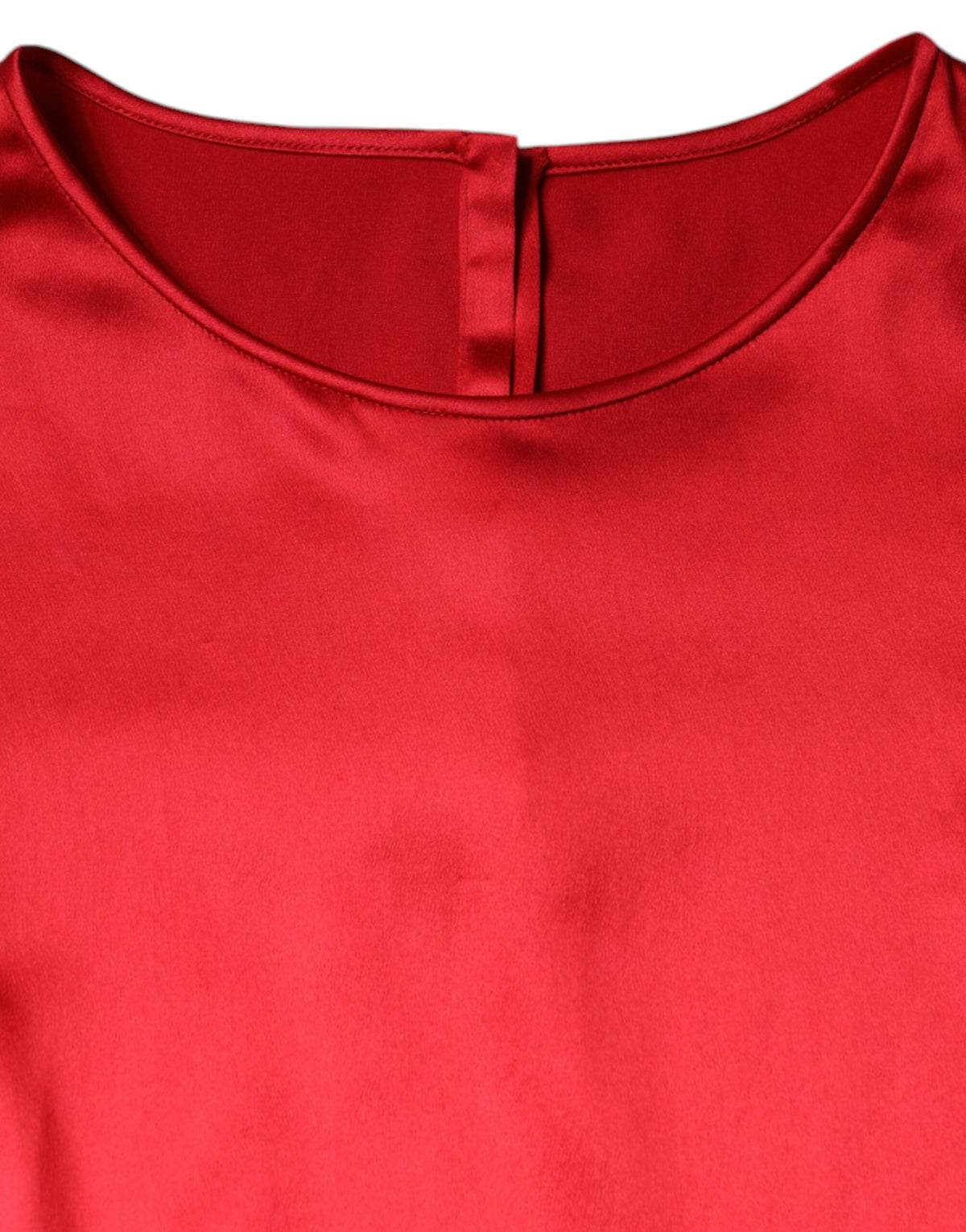 Dolce & Gabbana Red Satin Lace Trim Round Neck Blouse Women's Top (Pre-Owned)