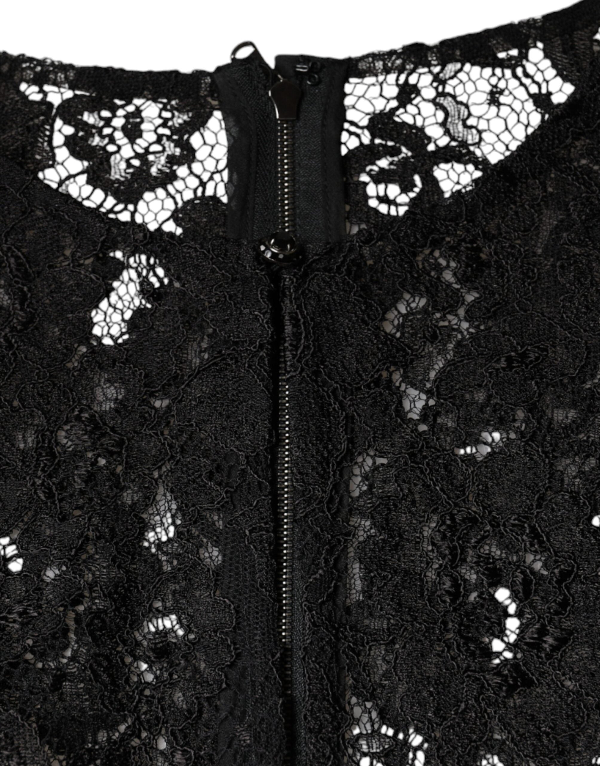 Dolce & Gabbana Black Floral Lace See Through Long Sleeve Women's Top