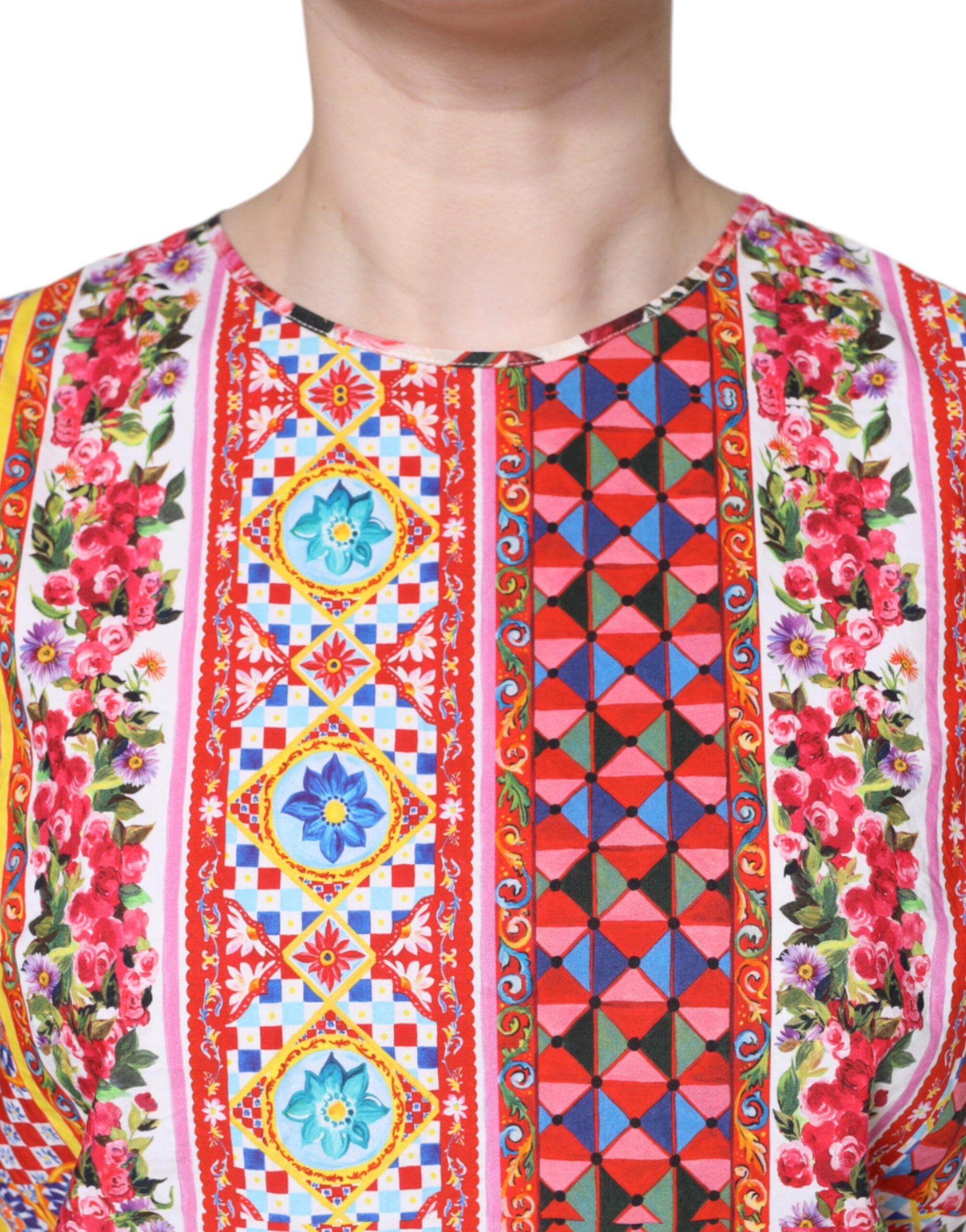 Dolce & Gabbana Multicolor Cotton Carretto Floral Tank Women's Top (Pre-Owned)