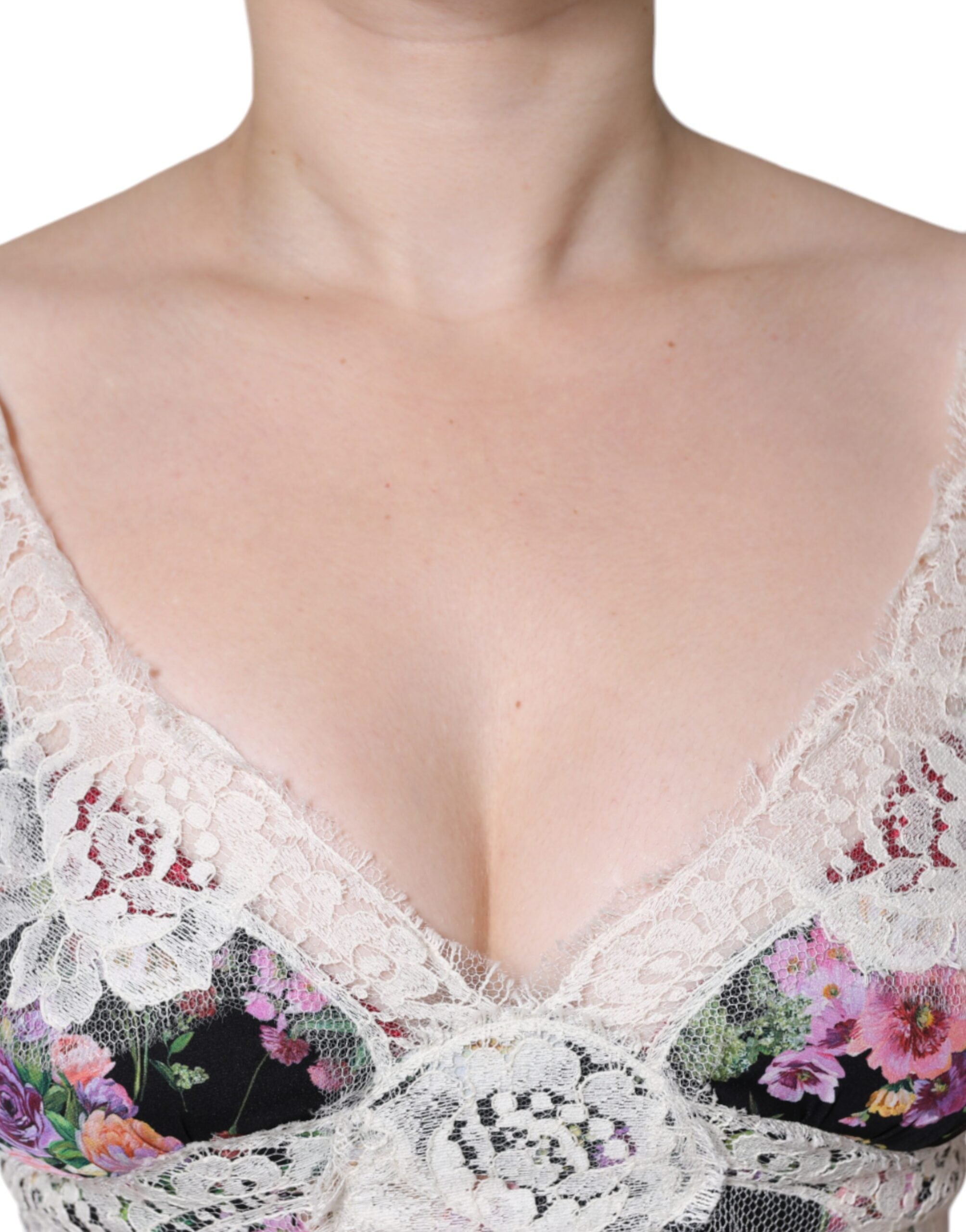 Dolce & Gabbana Black Floral Lace Short Sleeves Blouse Women's Top